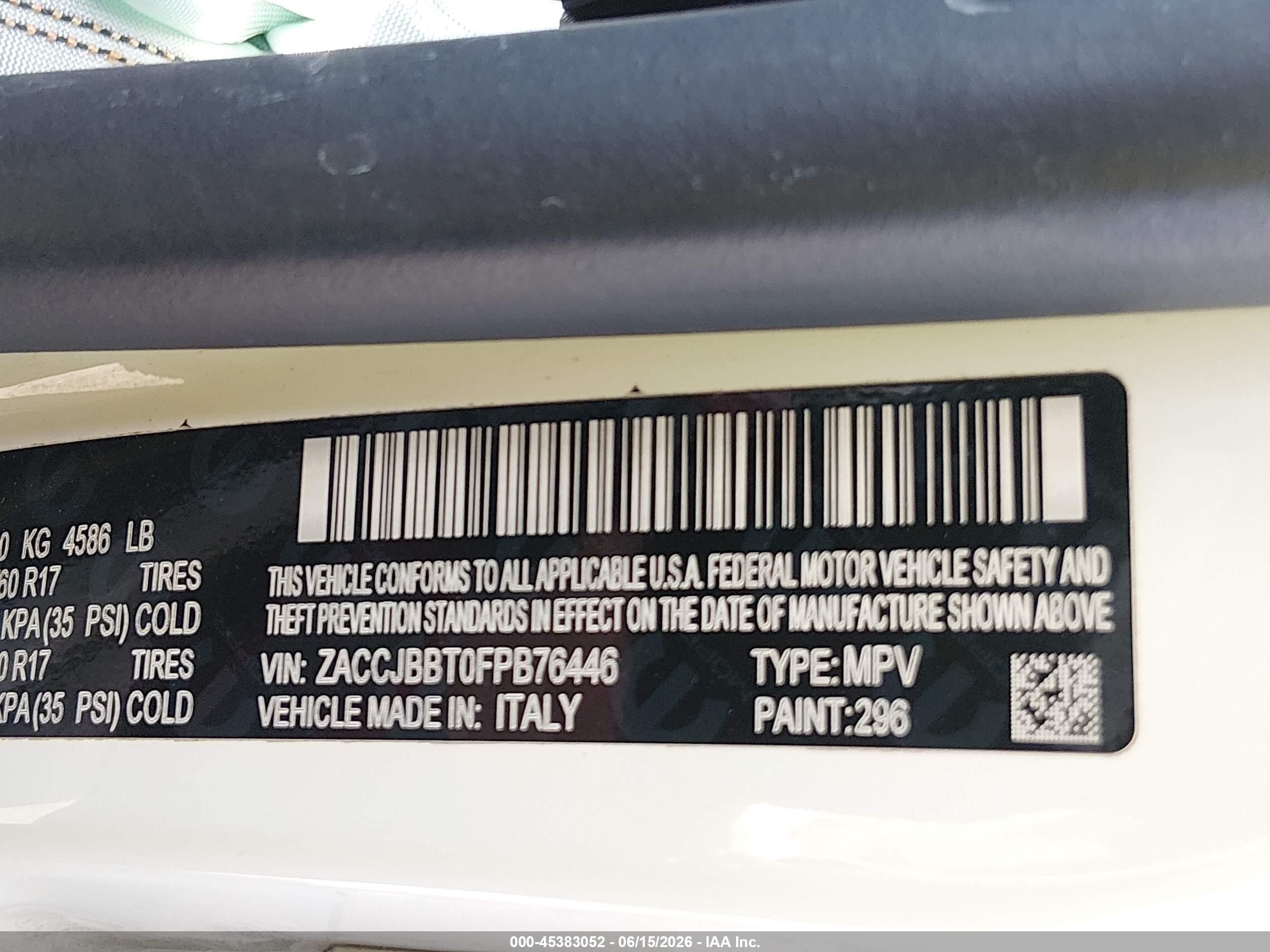 2015 Jeep Renegade Latitude White vin: ZACCJBBT0FPB76446