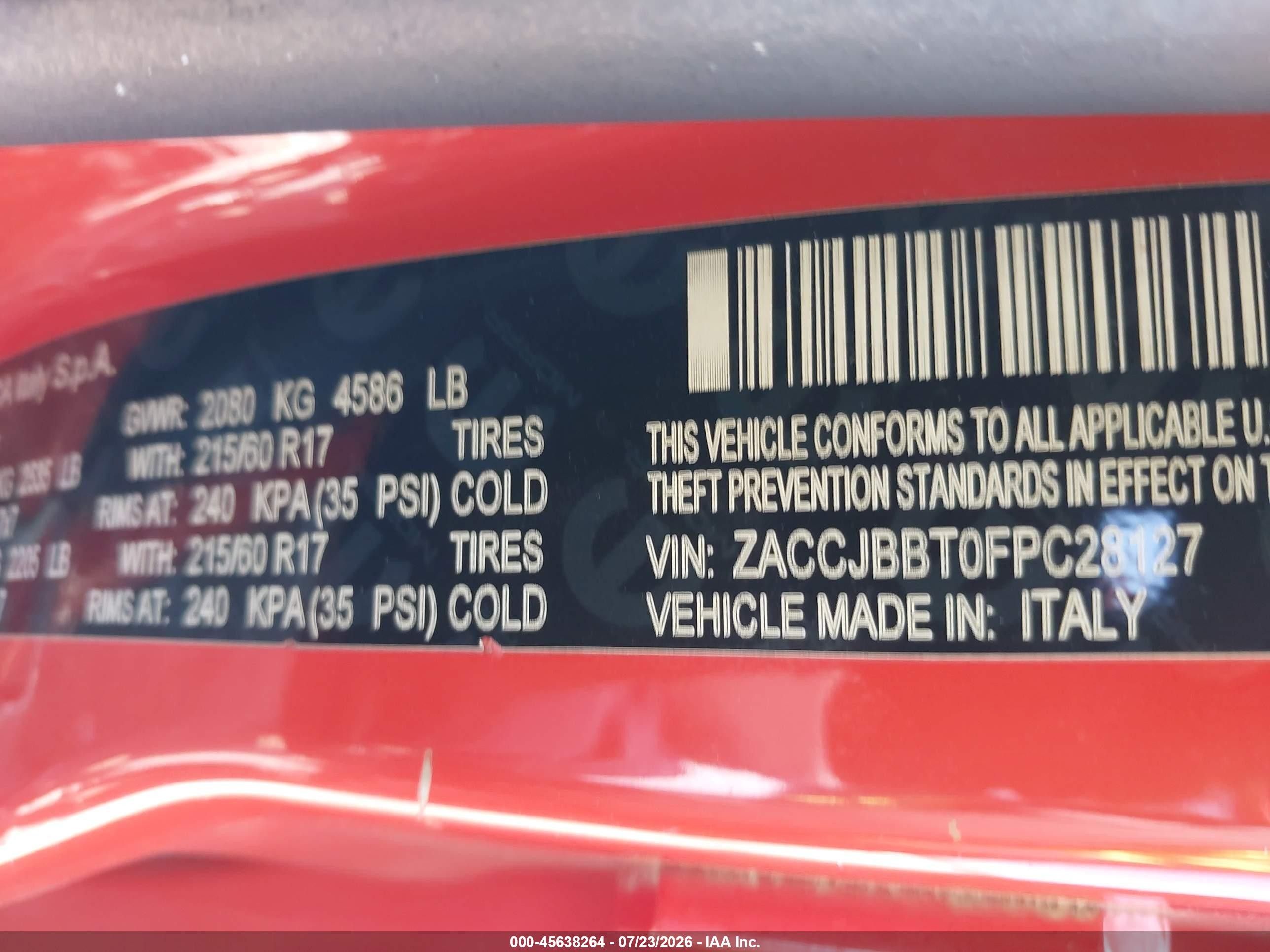 2015 Jeep Renegade Latitude Orange vin: ZACCJBBT0FPC28127