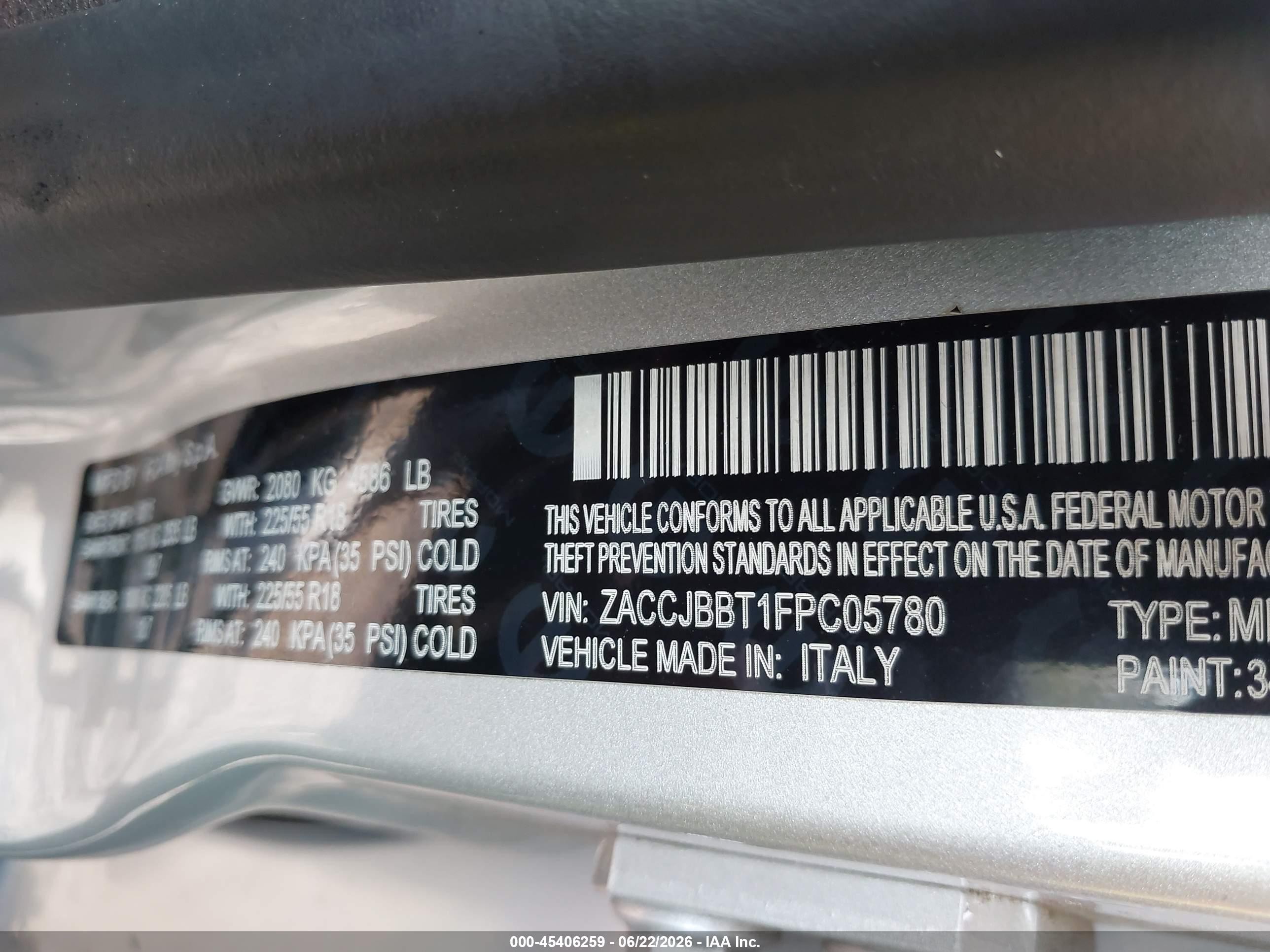 2015 Jeep Renegade Latitude Silver vin: ZACCJBBT1FPC05780