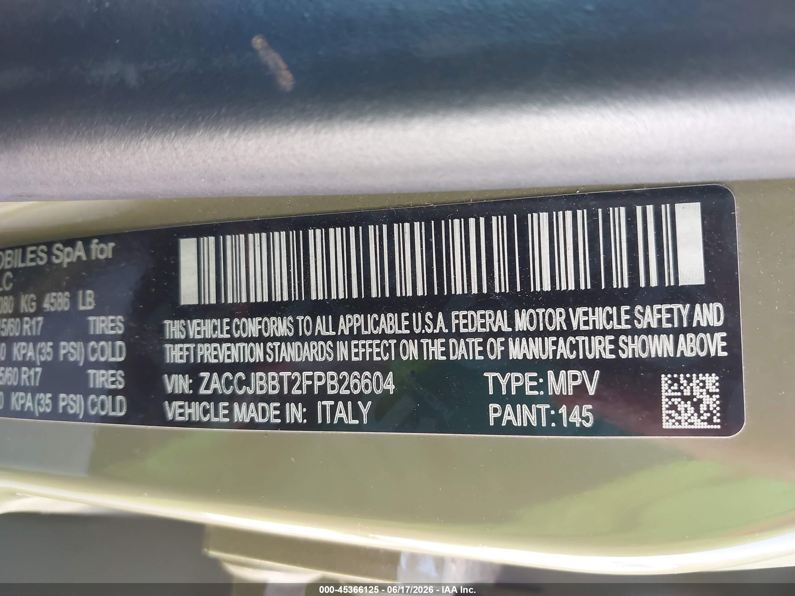 2015 Jeep Renegade Latitude Green vin: ZACCJBBT2FPB26604