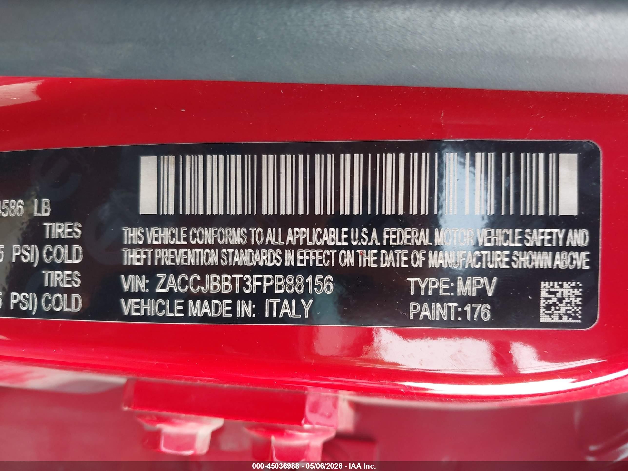 2015 Jeep Renegade Latitude Красный vin: ZACCJBBT3FPB88156