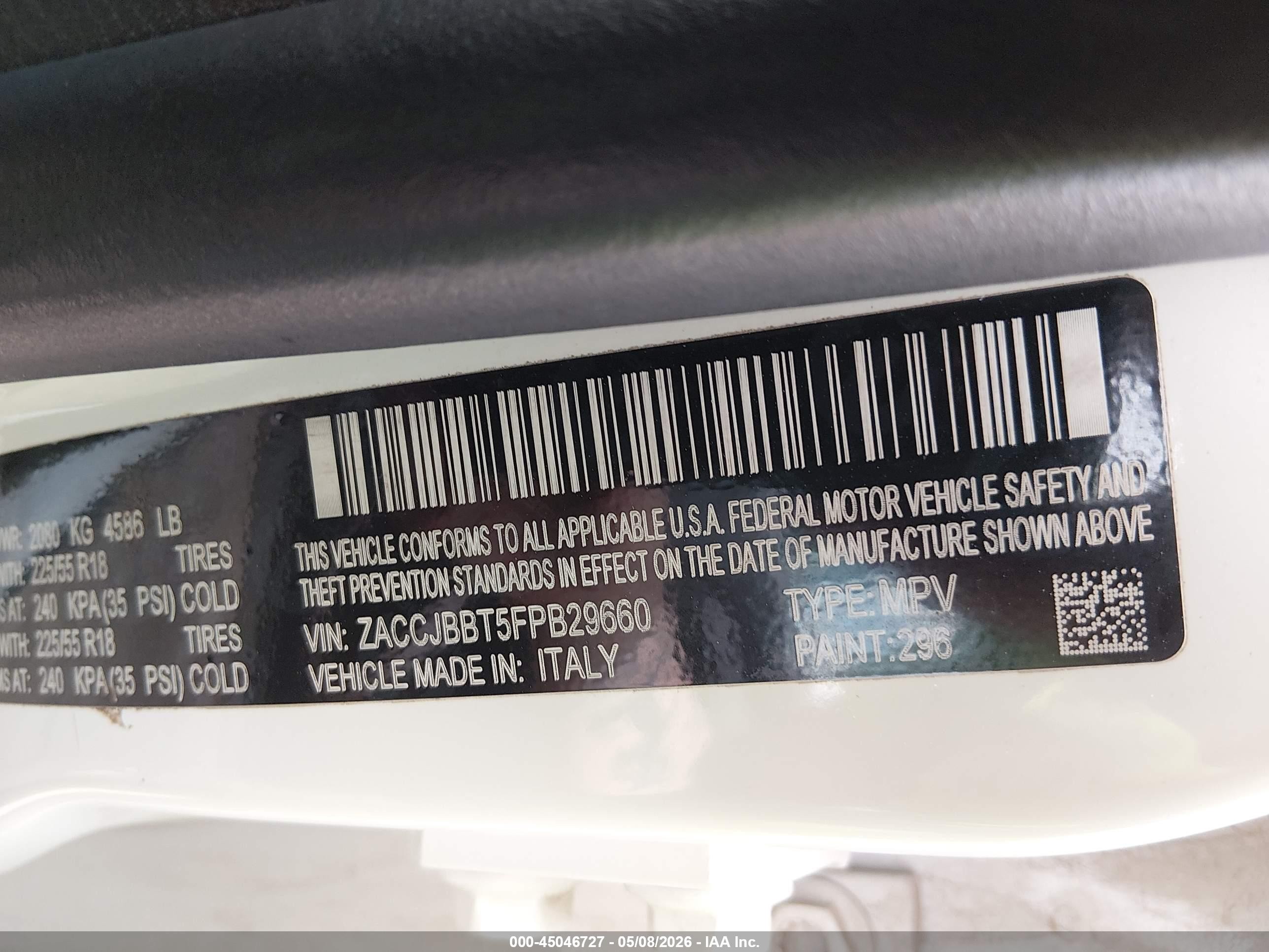 2015 Jeep Renegade Latitude White vin: ZACCJBBT5FPB29660