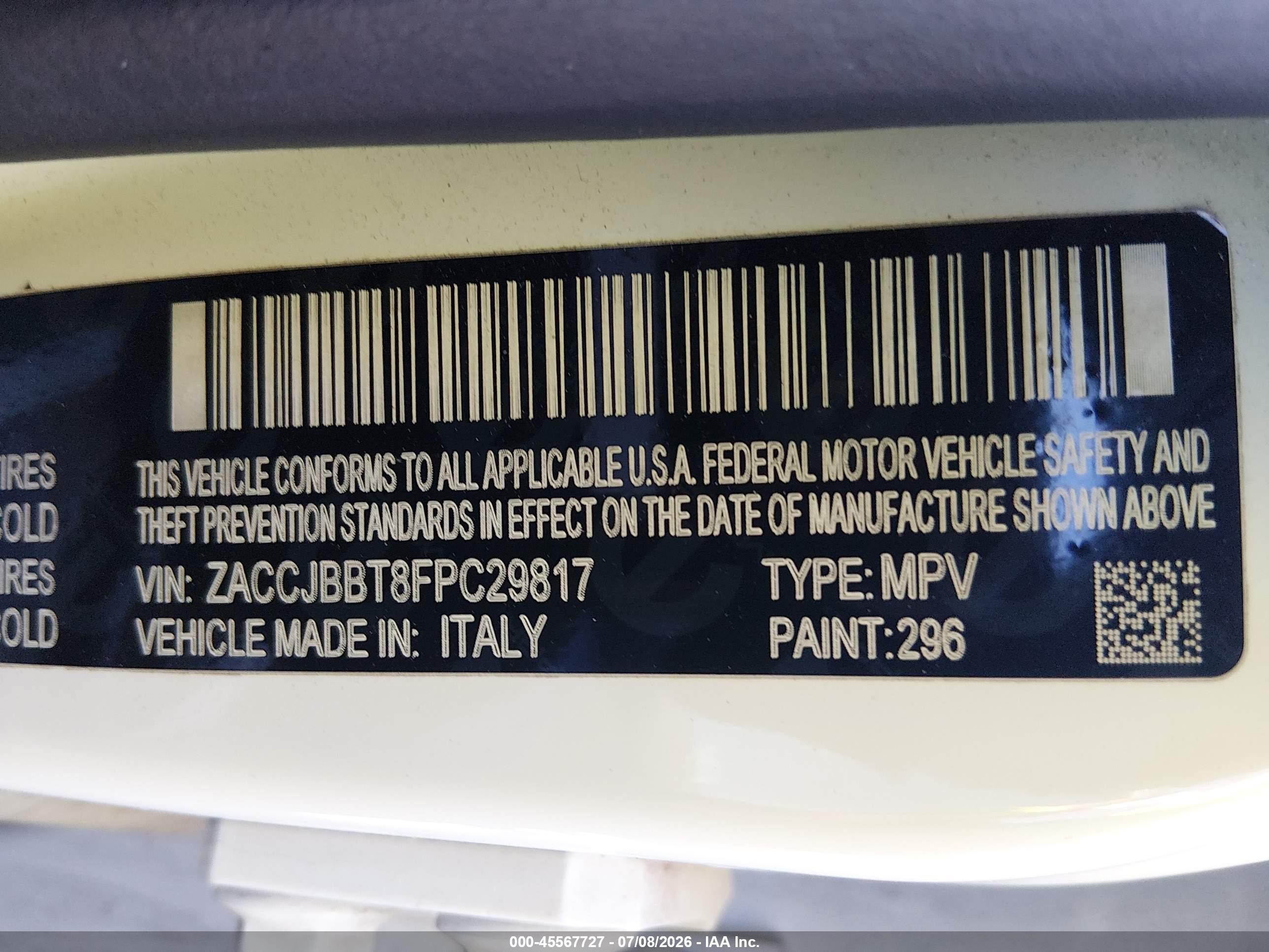 2015 Jeep Renegade Latitude Белый vin: ZACCJBBT8FPC29817