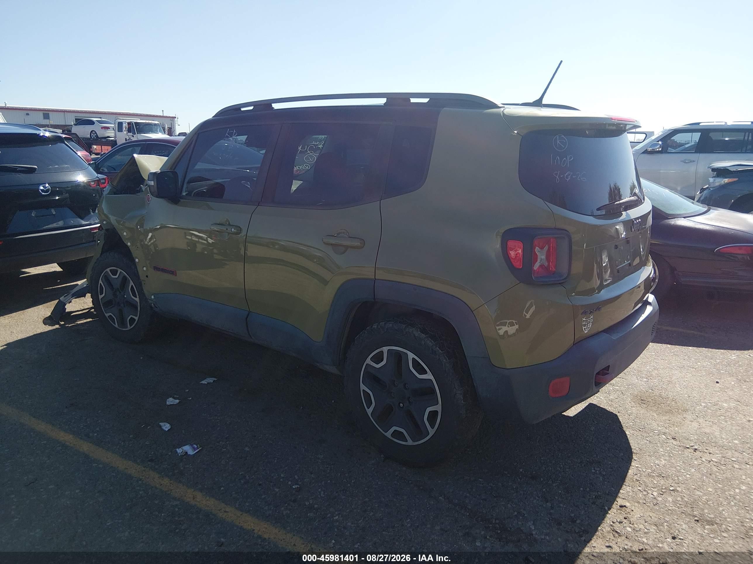 2015 Jeep Renegade Trailhawk Green vin: ZACCJBCT2FPC24921