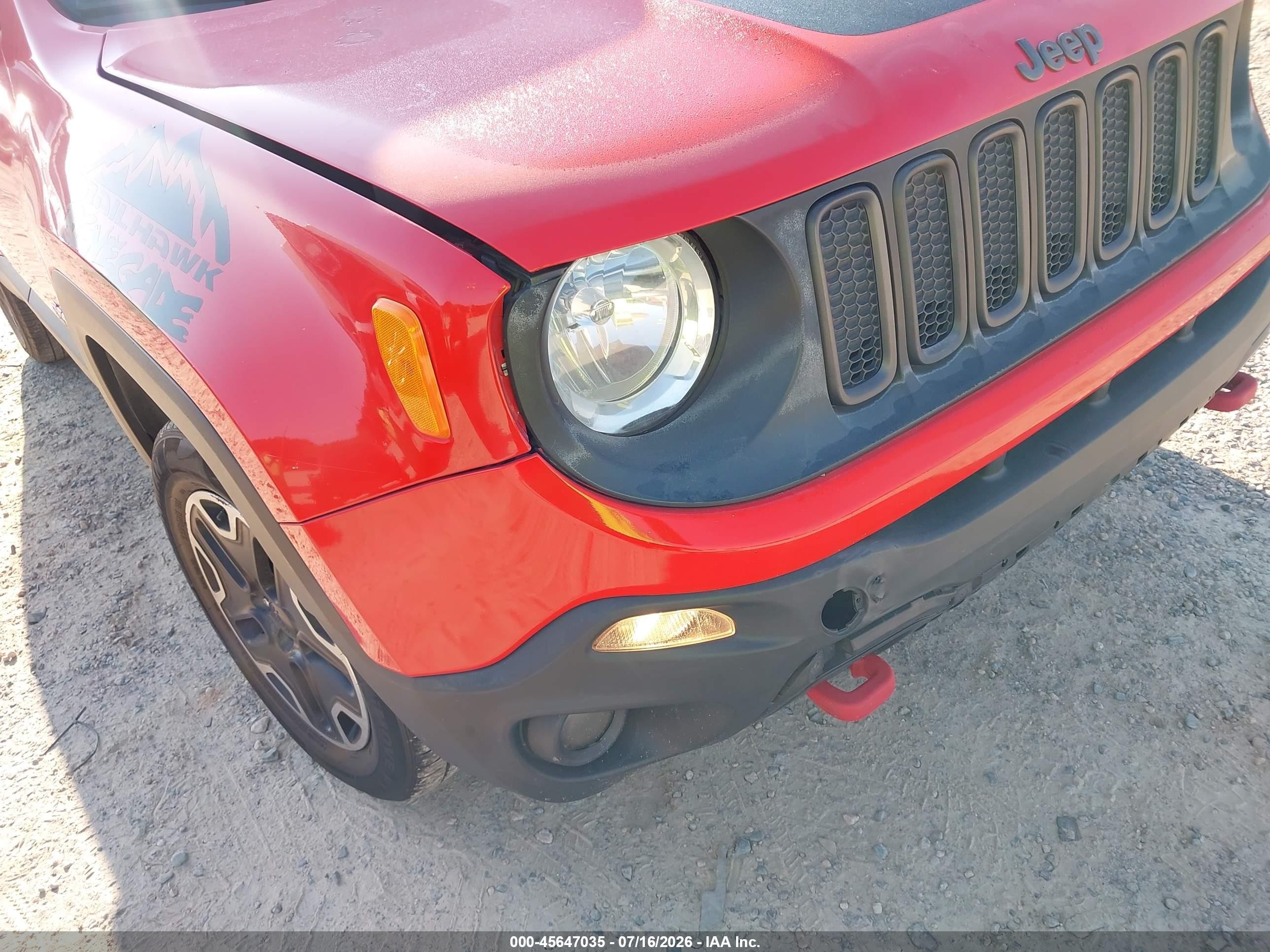 2016 Jeep Renegade Trailhawk Red vin: ZACCJBCT3GPD66440