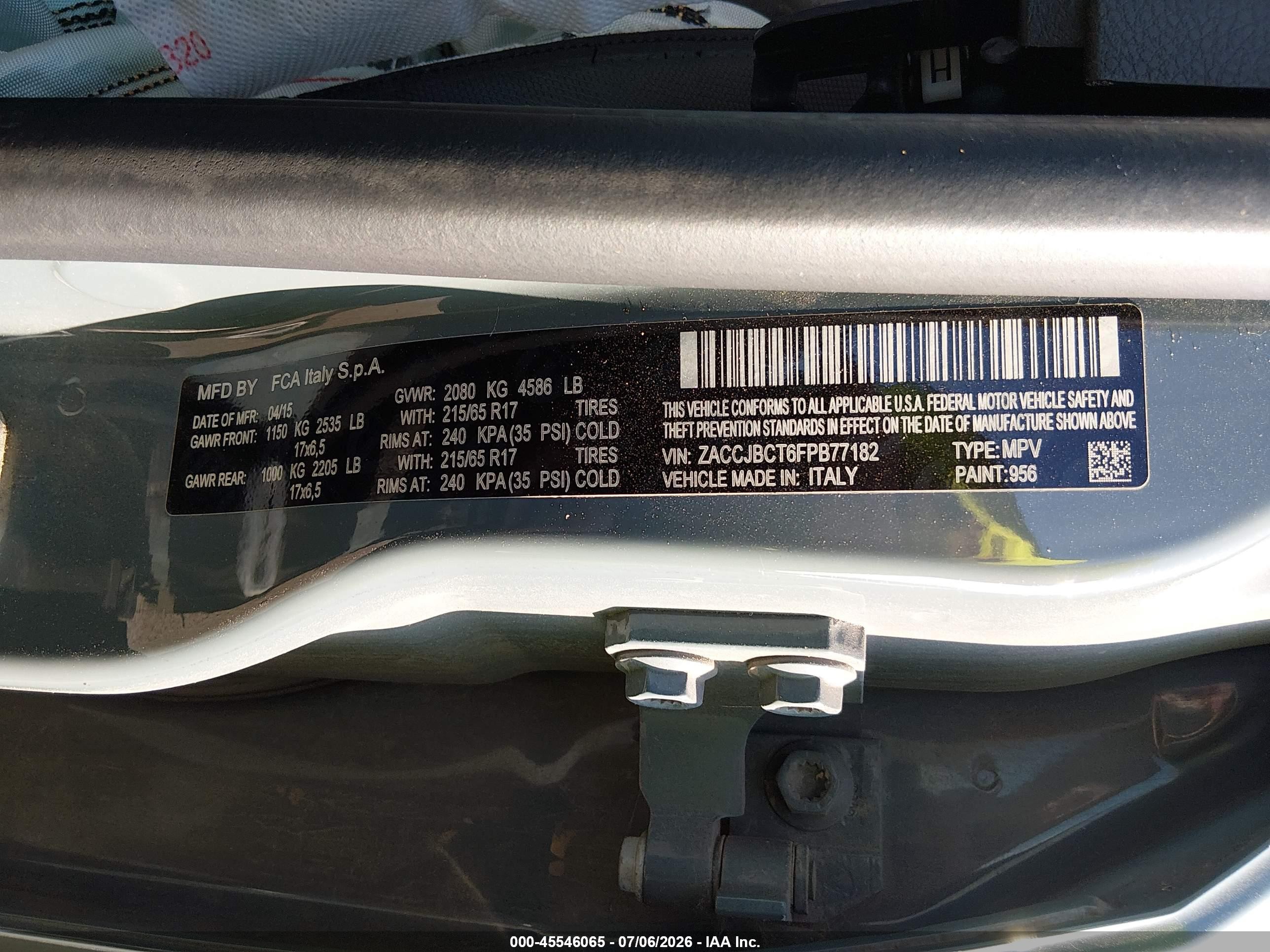 2015 Jeep Renegade Trailhawk Light Blue vin: ZACCJBCT6FPB77182