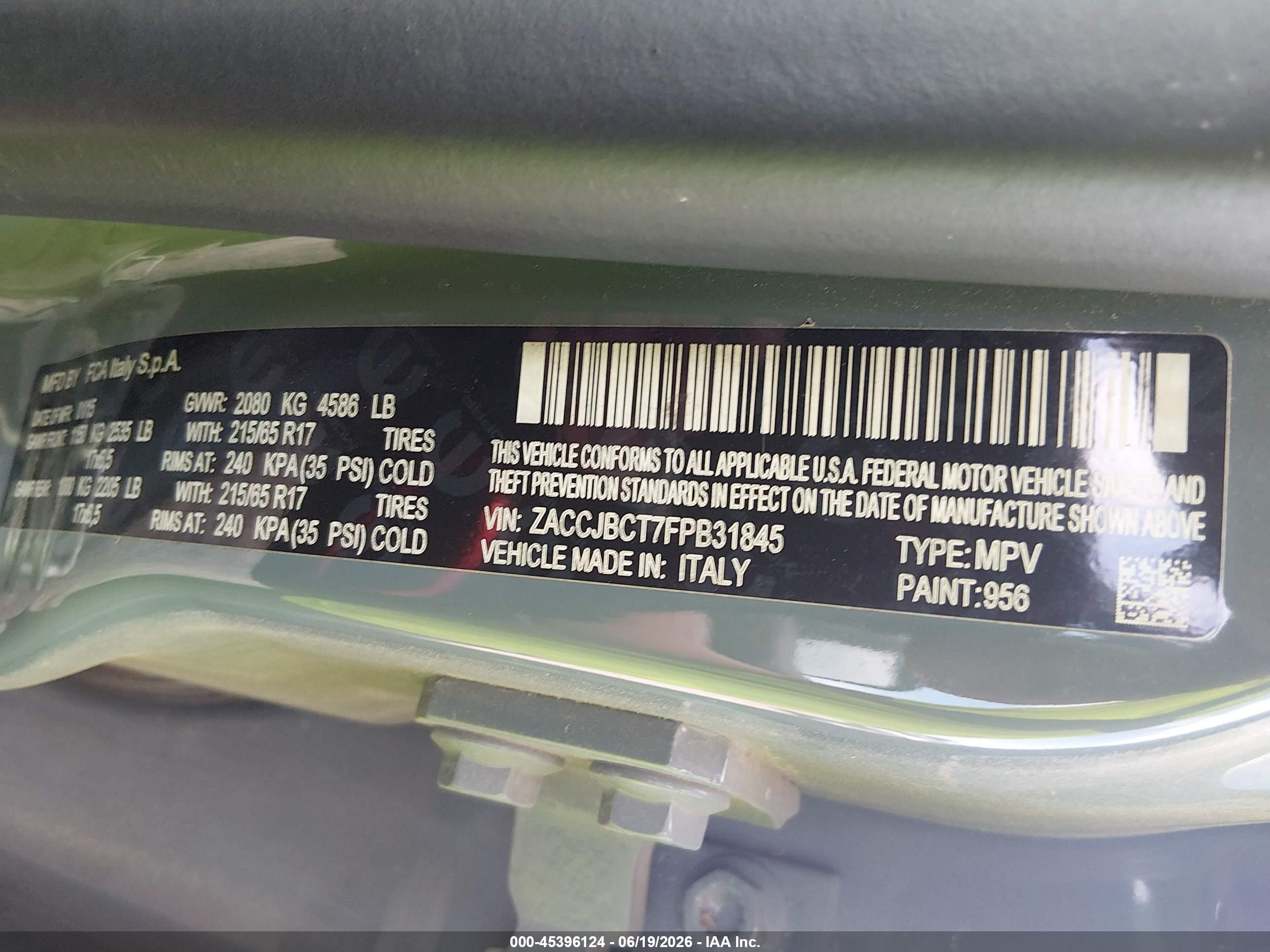 2015 Jeep Renegade Trailhawk Light Blue vin: ZACCJBCT7FPB31845