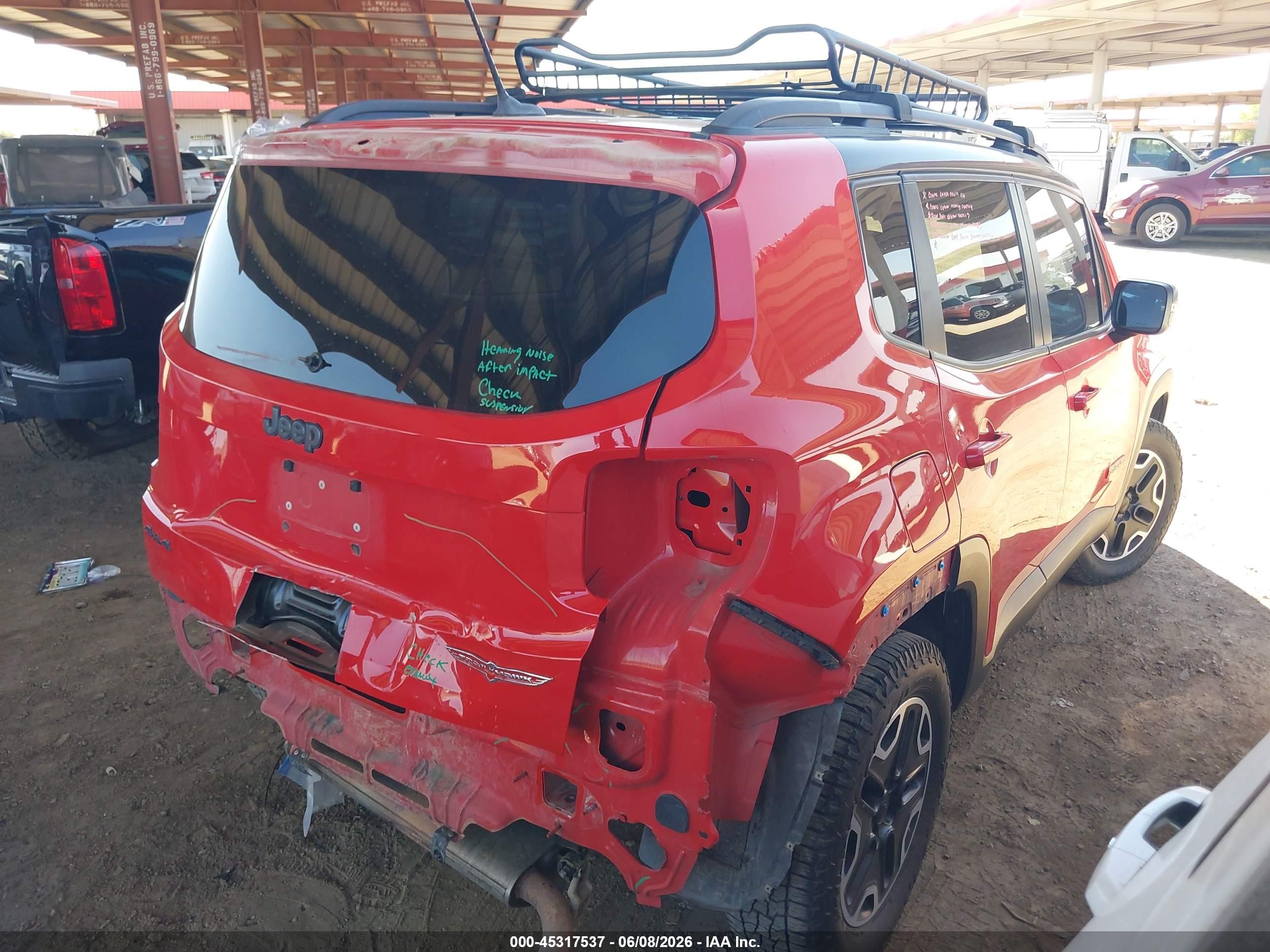 2015 Jeep Renegade Trailhawk Orange vin: ZACCJBCTXFPC01533