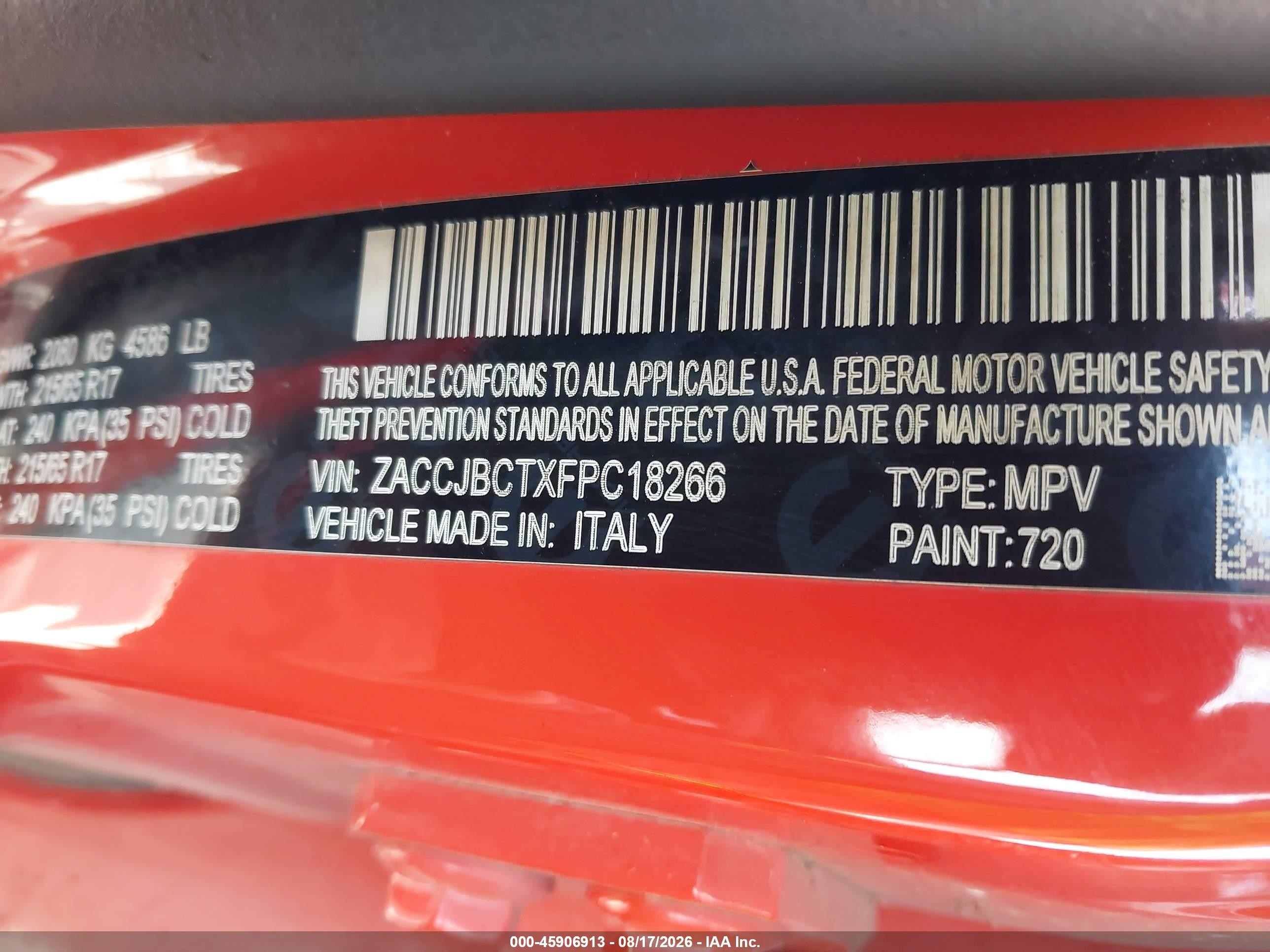 2015 Jeep Renegade Trailhawk Orange vin: ZACCJBCTXFPC18266