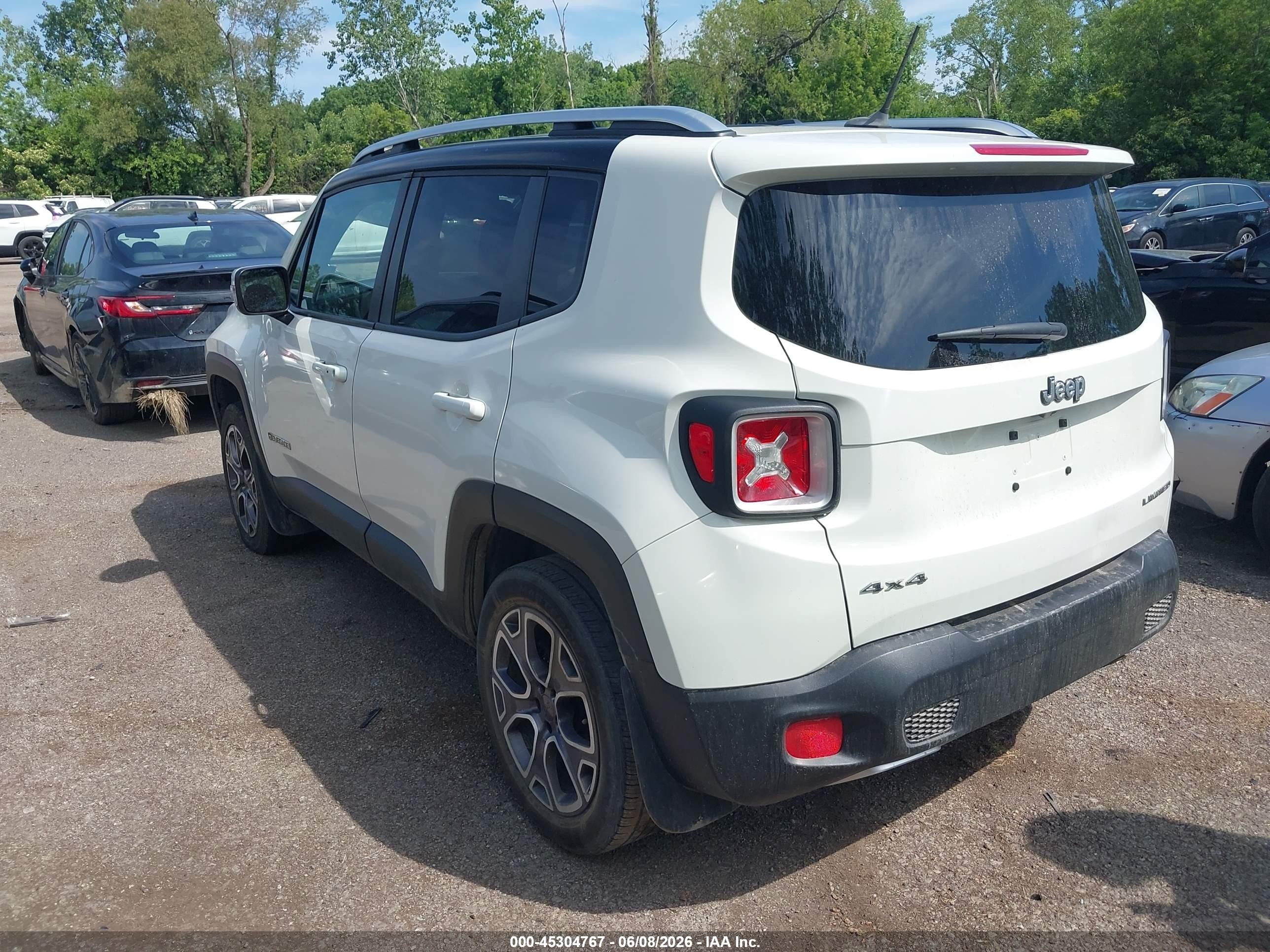 2015 Jeep Renegade Limited White vin: ZACCJBDT0FPB53320