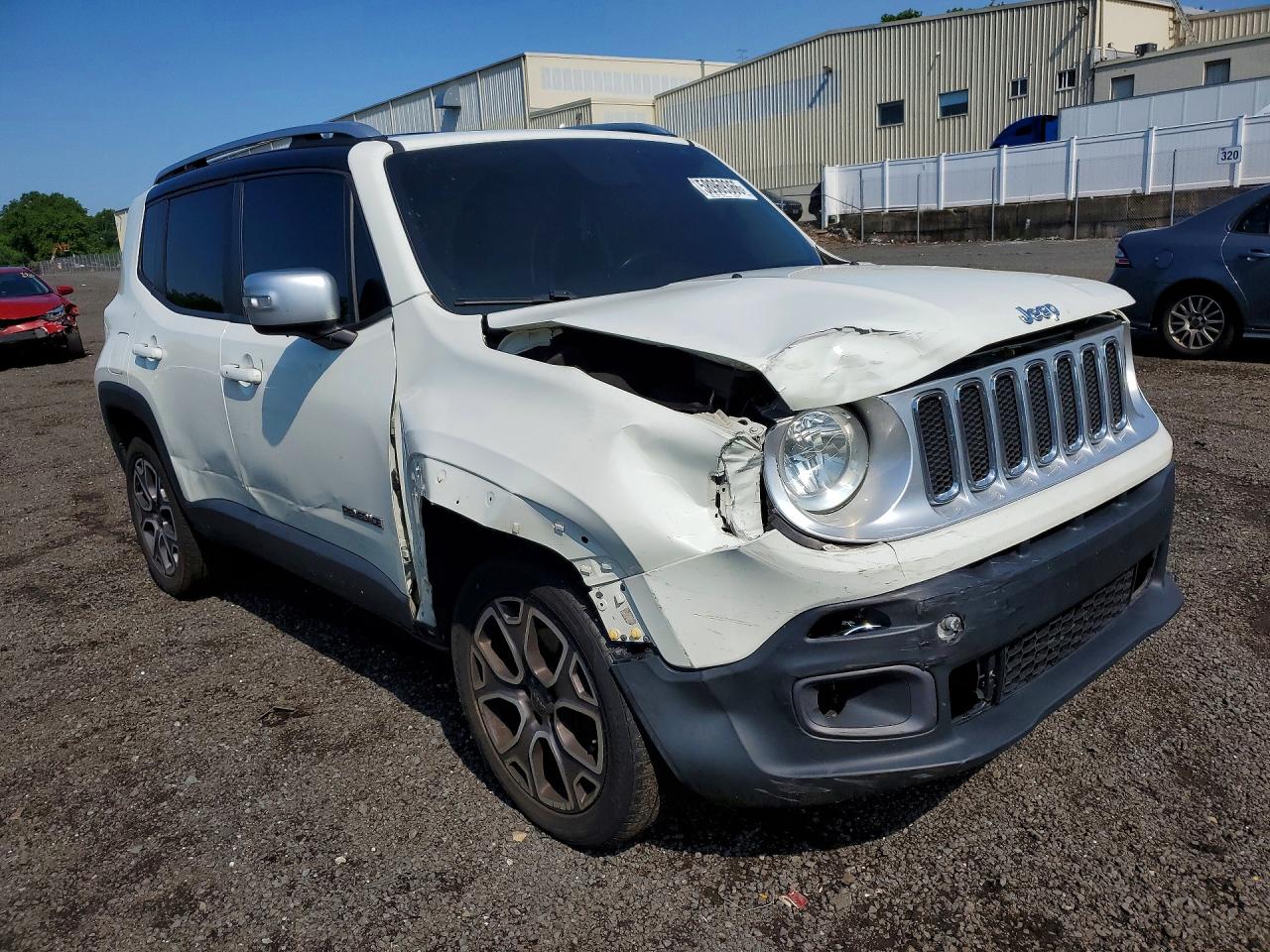 2015 Jeep Renegade Limited White vin: ZACCJBDT0FPB57524