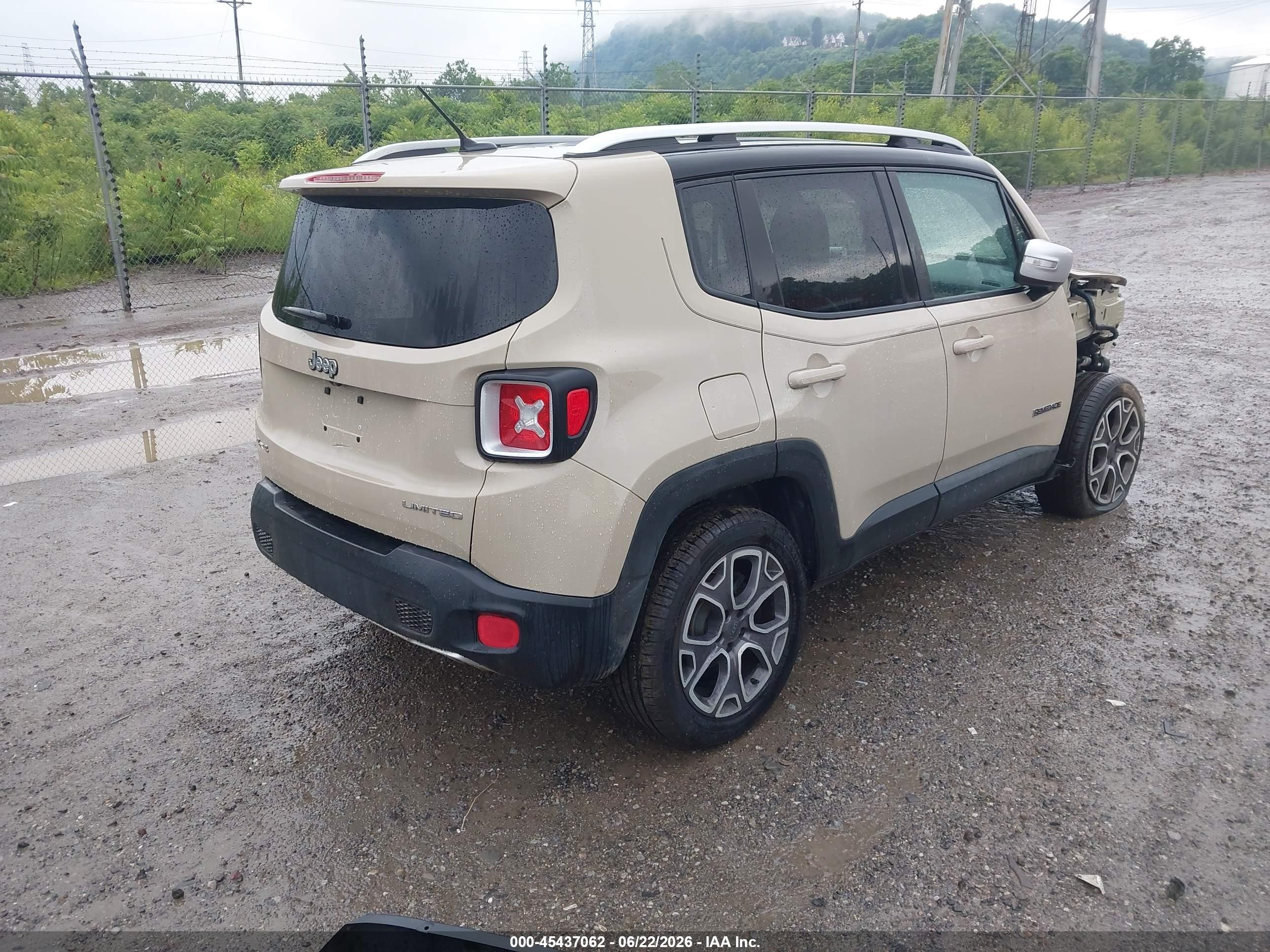2015 Jeep Renegade Limited Tan vin: ZACCJBDT0FPB69176