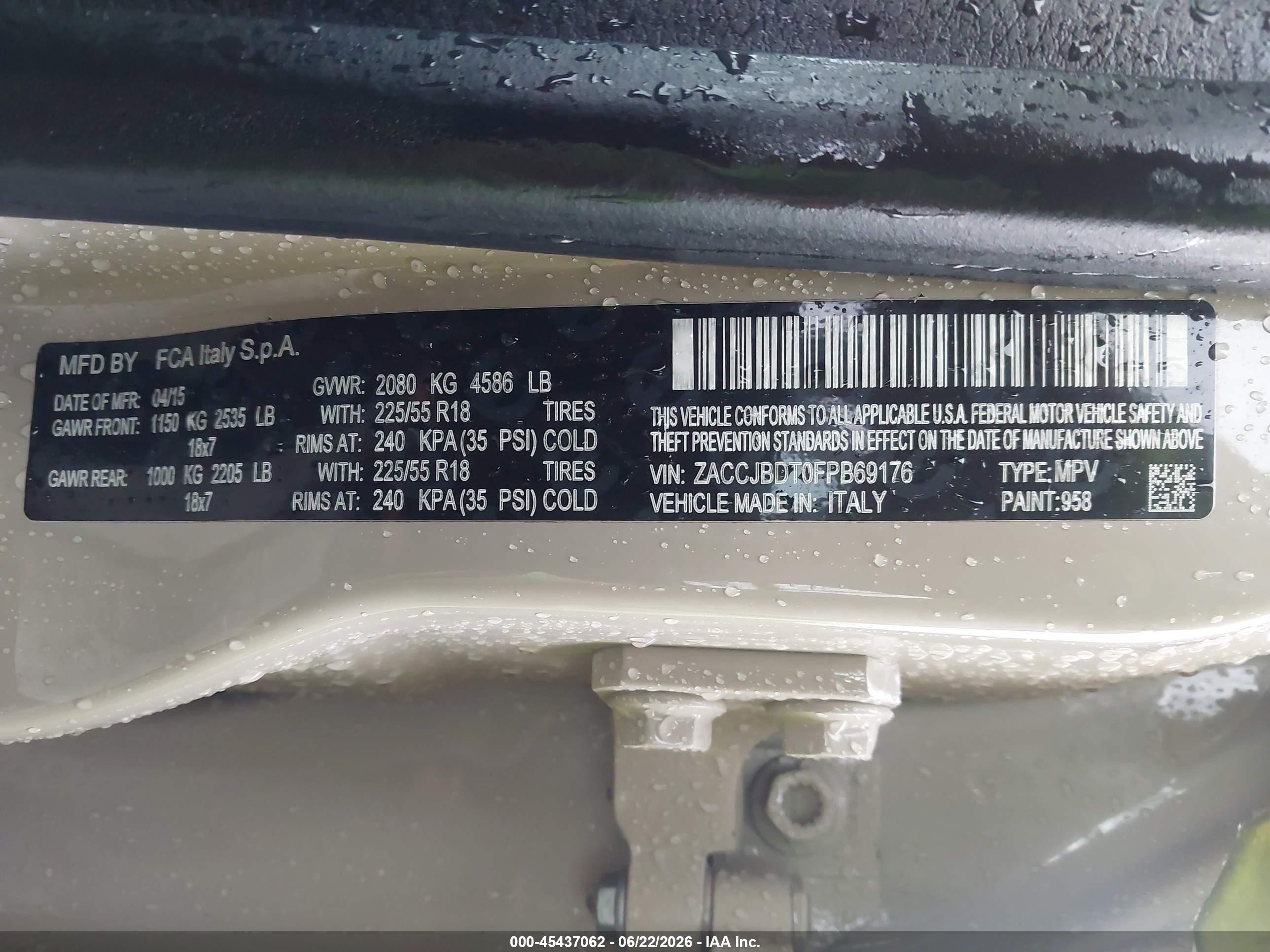 2015 Jeep Renegade Limited Tan vin: ZACCJBDT0FPB69176