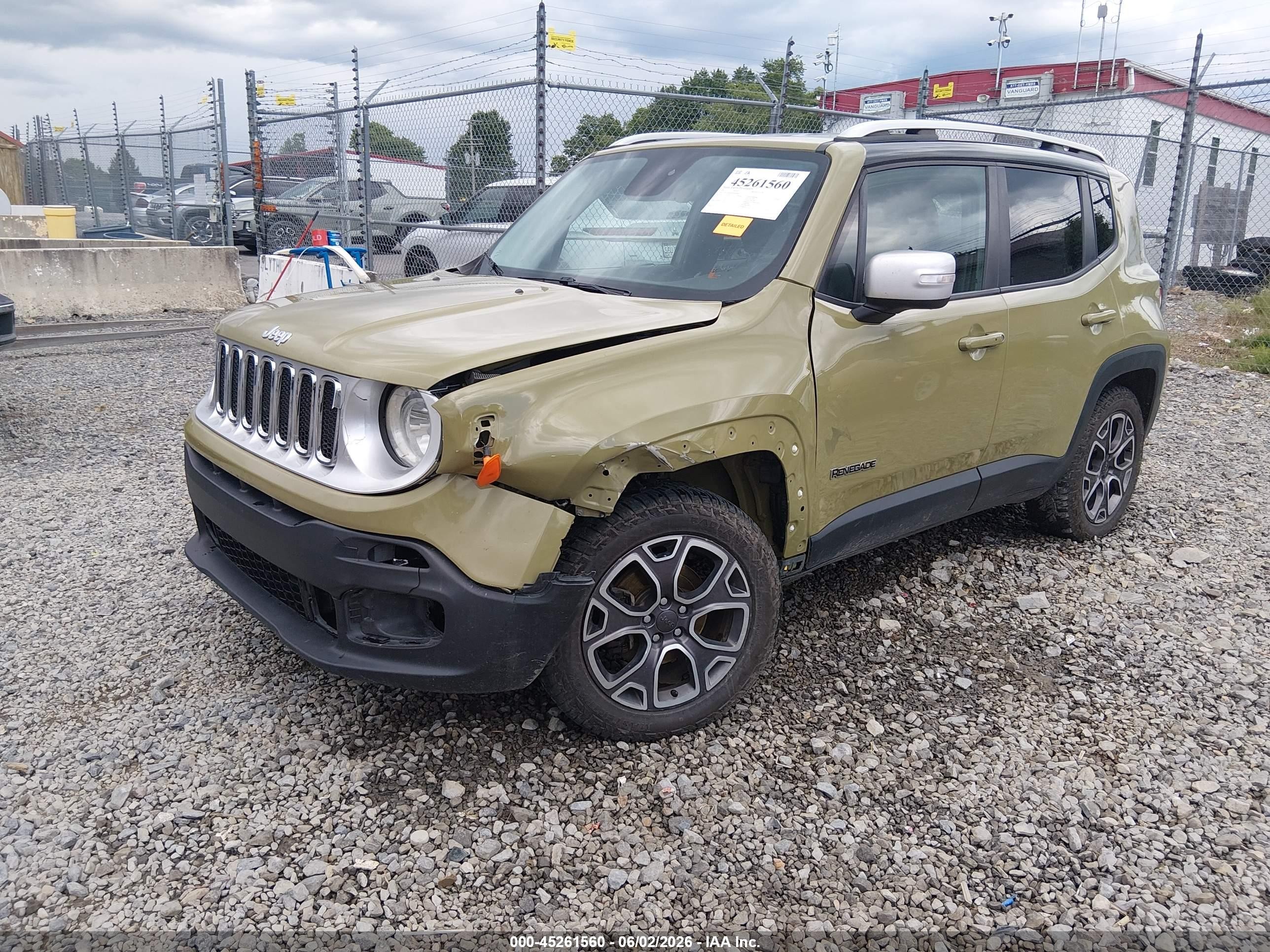 2015 Jeep Renegade Limited Green vin: ZACCJBDT0FPB70696