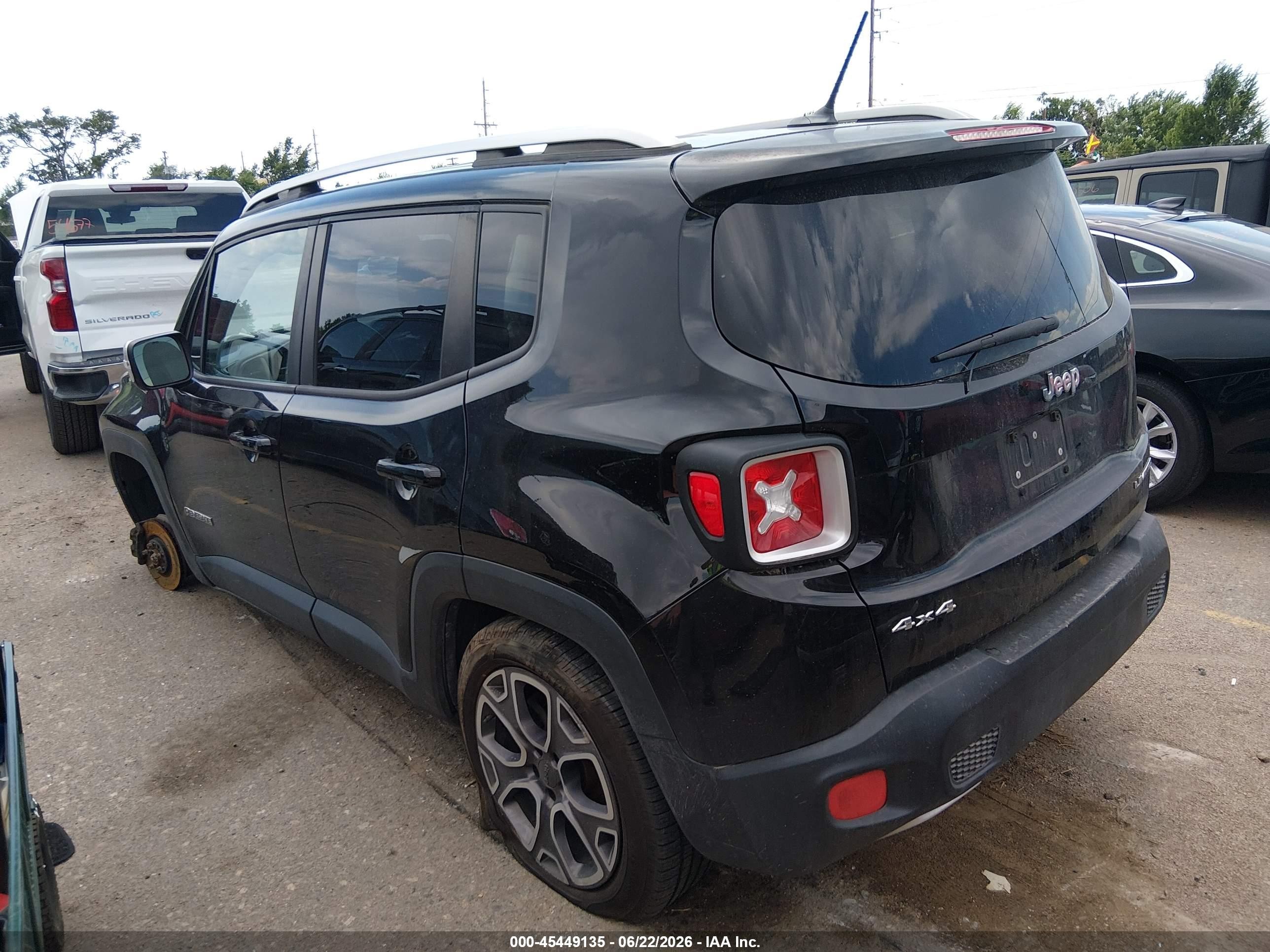 2015 Jeep Renegade Limited Black vin: ZACCJBDT0FPB74201