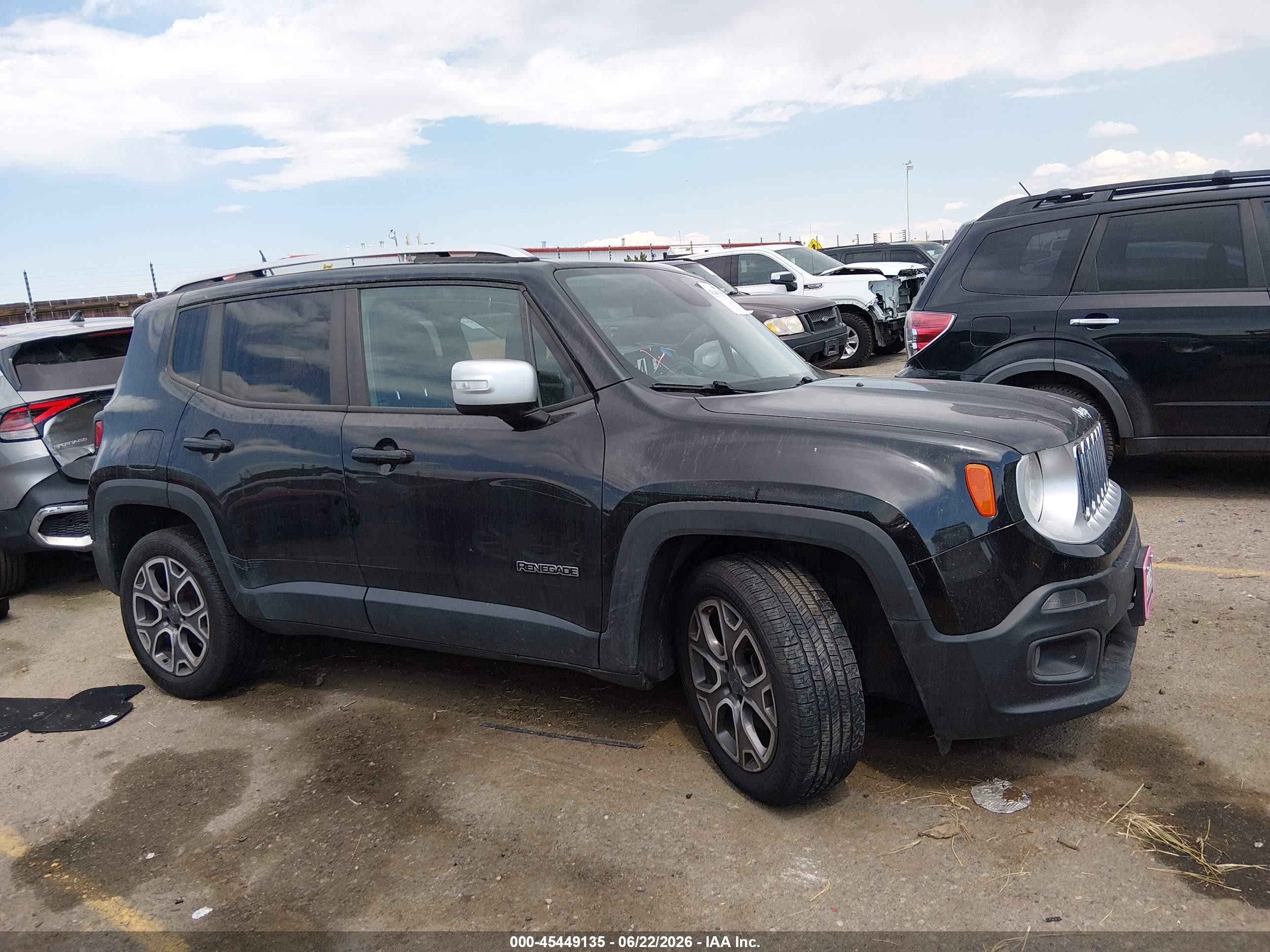 2015 Jeep Renegade Limited Black vin: ZACCJBDT0FPB74201