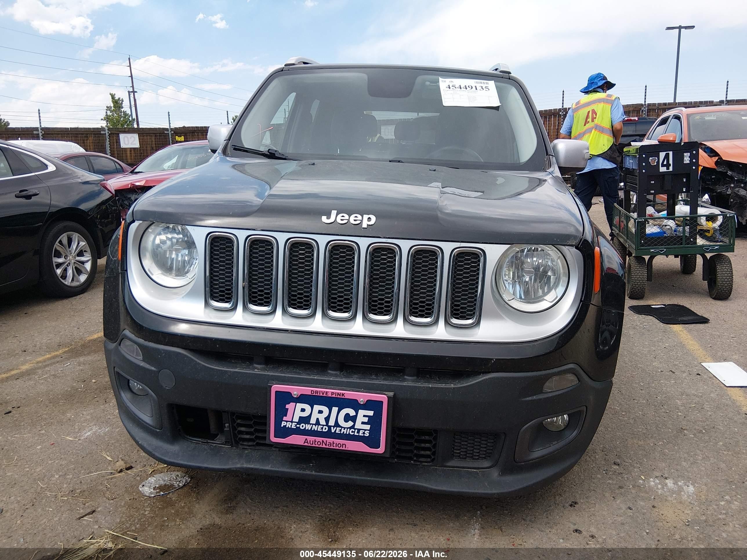 2015 Jeep Renegade Limited Black vin: ZACCJBDT0FPB74201