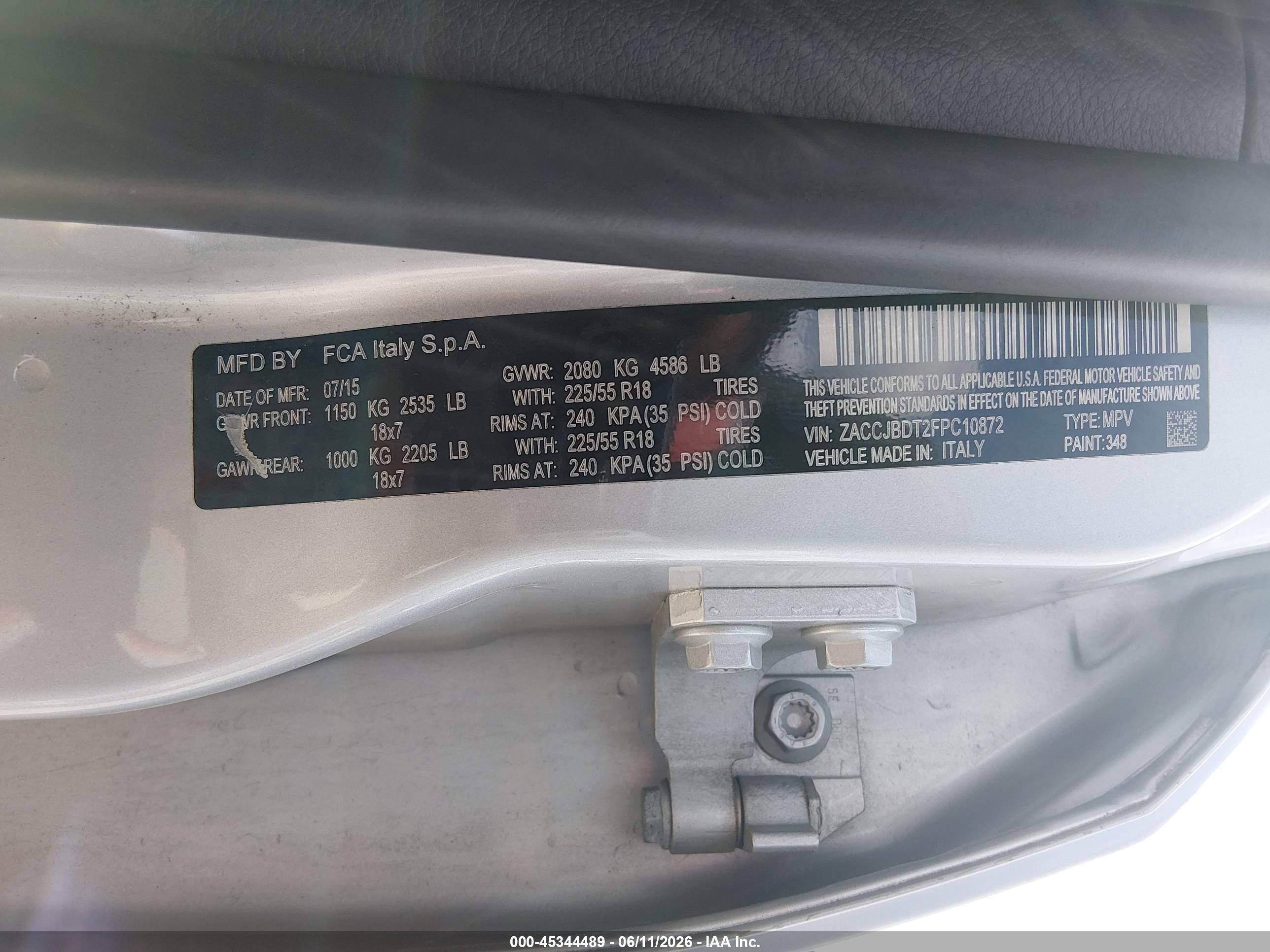 2015 Jeep Renegade Limited Silver vin: ZACCJBDT2FPC10872