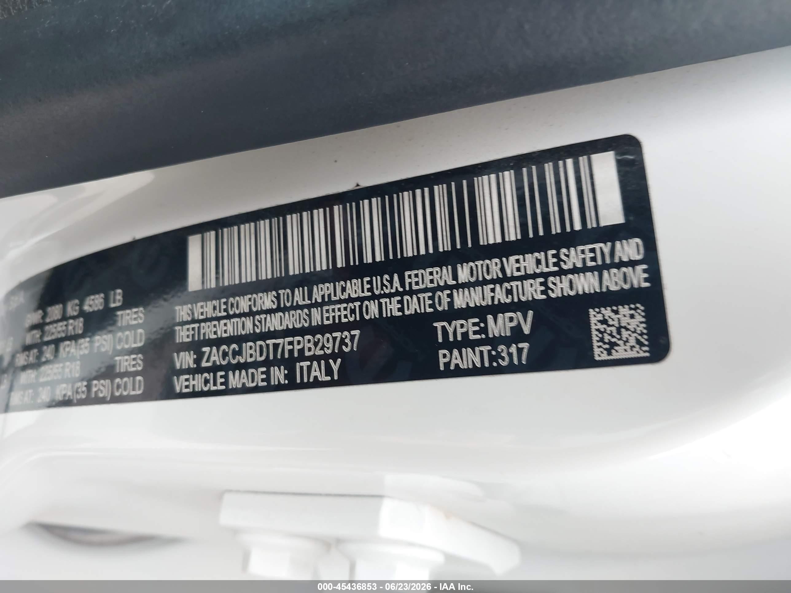 2015 Jeep Renegade Limited White vin: ZACCJBDT7FPB29737