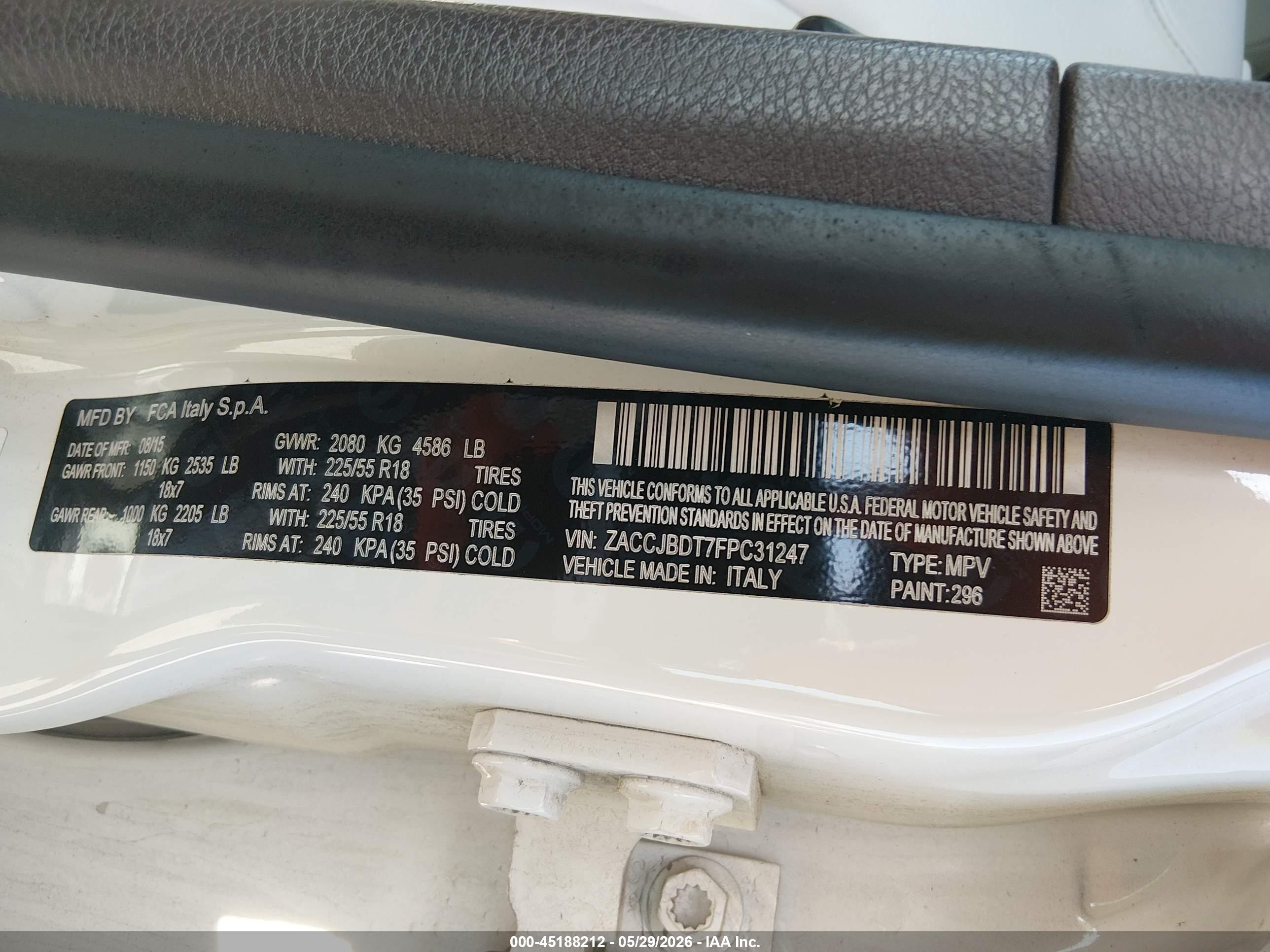 2015 Jeep Renegade Limited White vin: ZACCJBDT7FPC31247