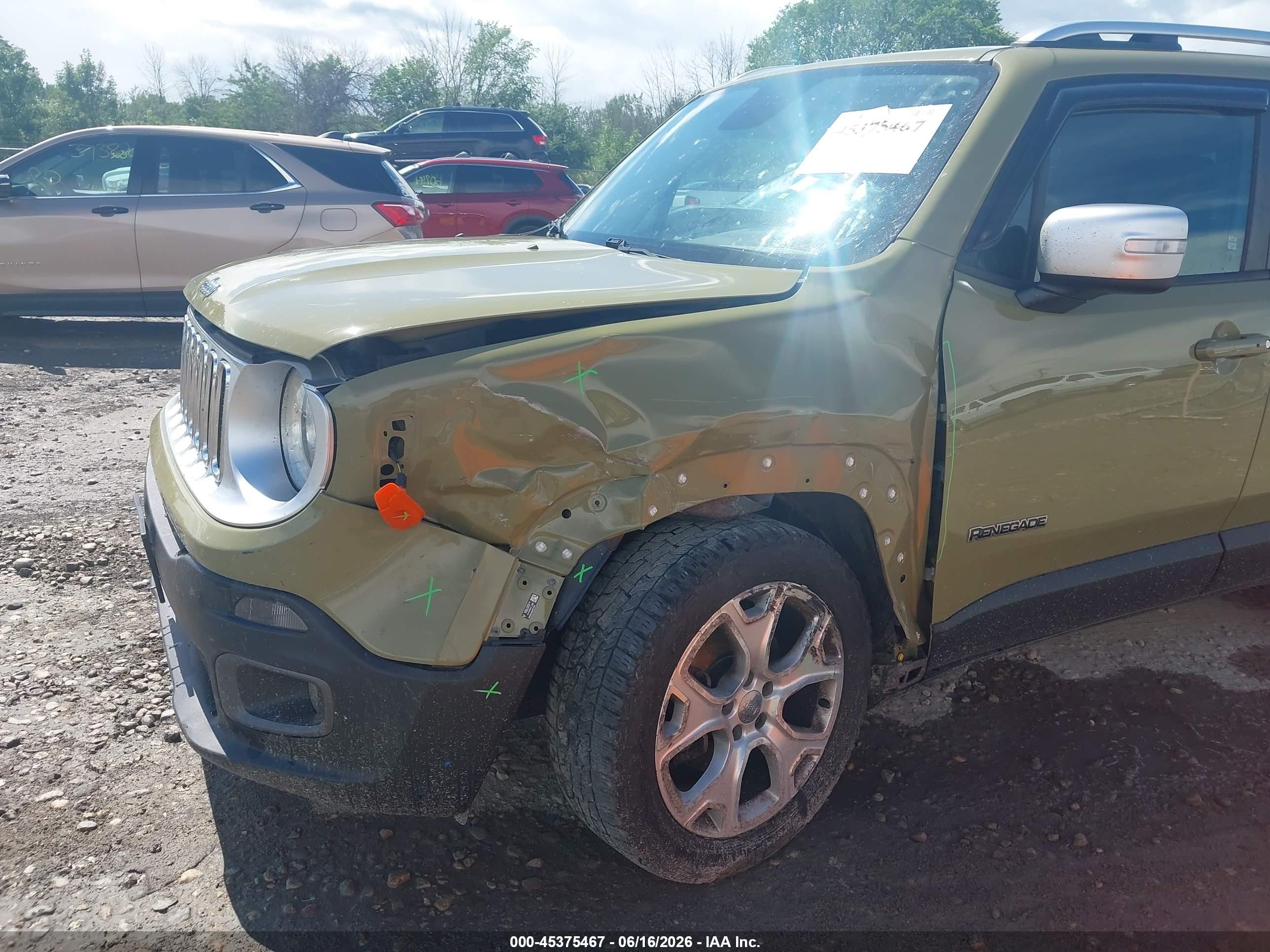 2015 Jeep Renegade Limited Green vin: ZACCJBDT8FPB99456