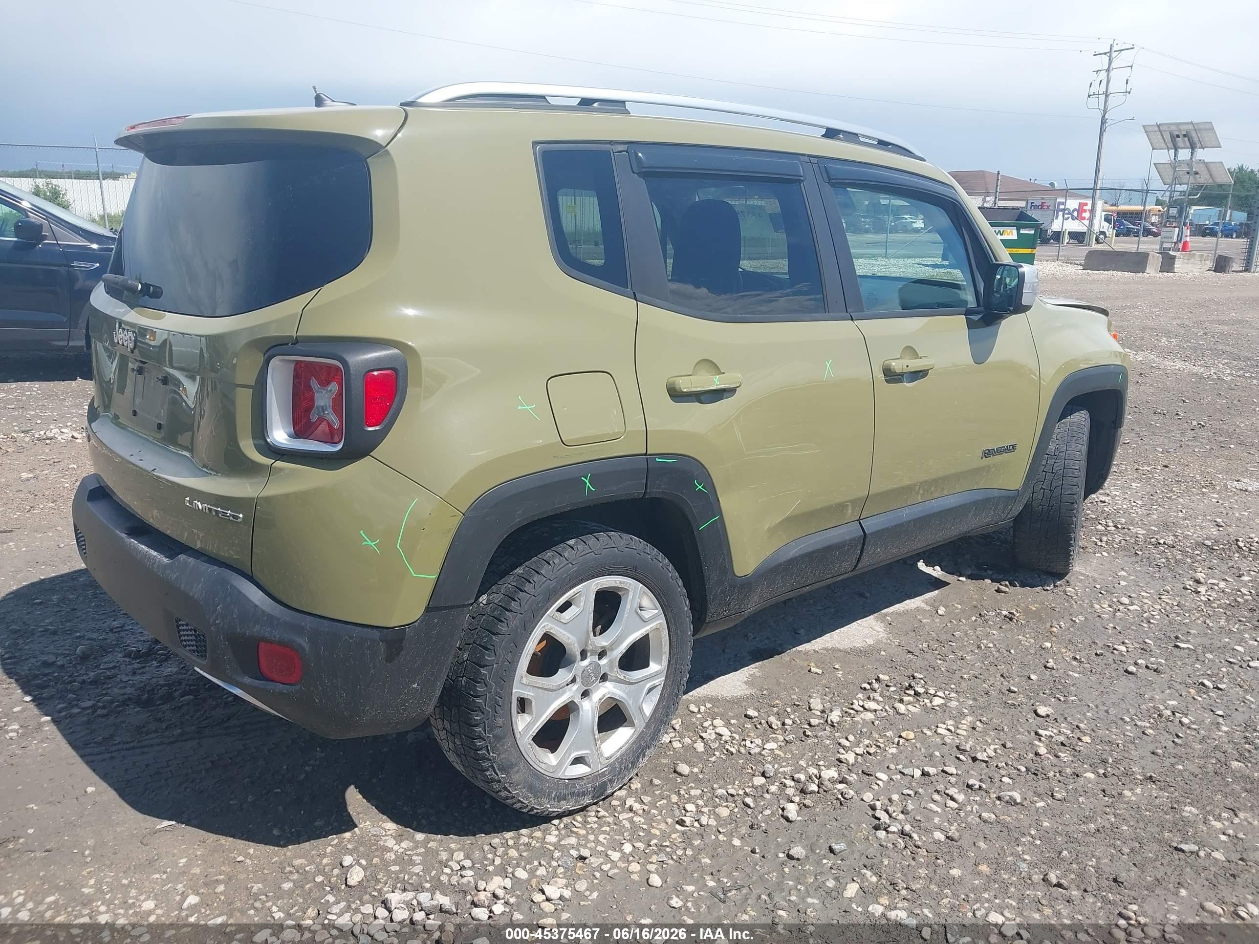 2015 Jeep Renegade Limited Green vin: ZACCJBDT8FPB99456