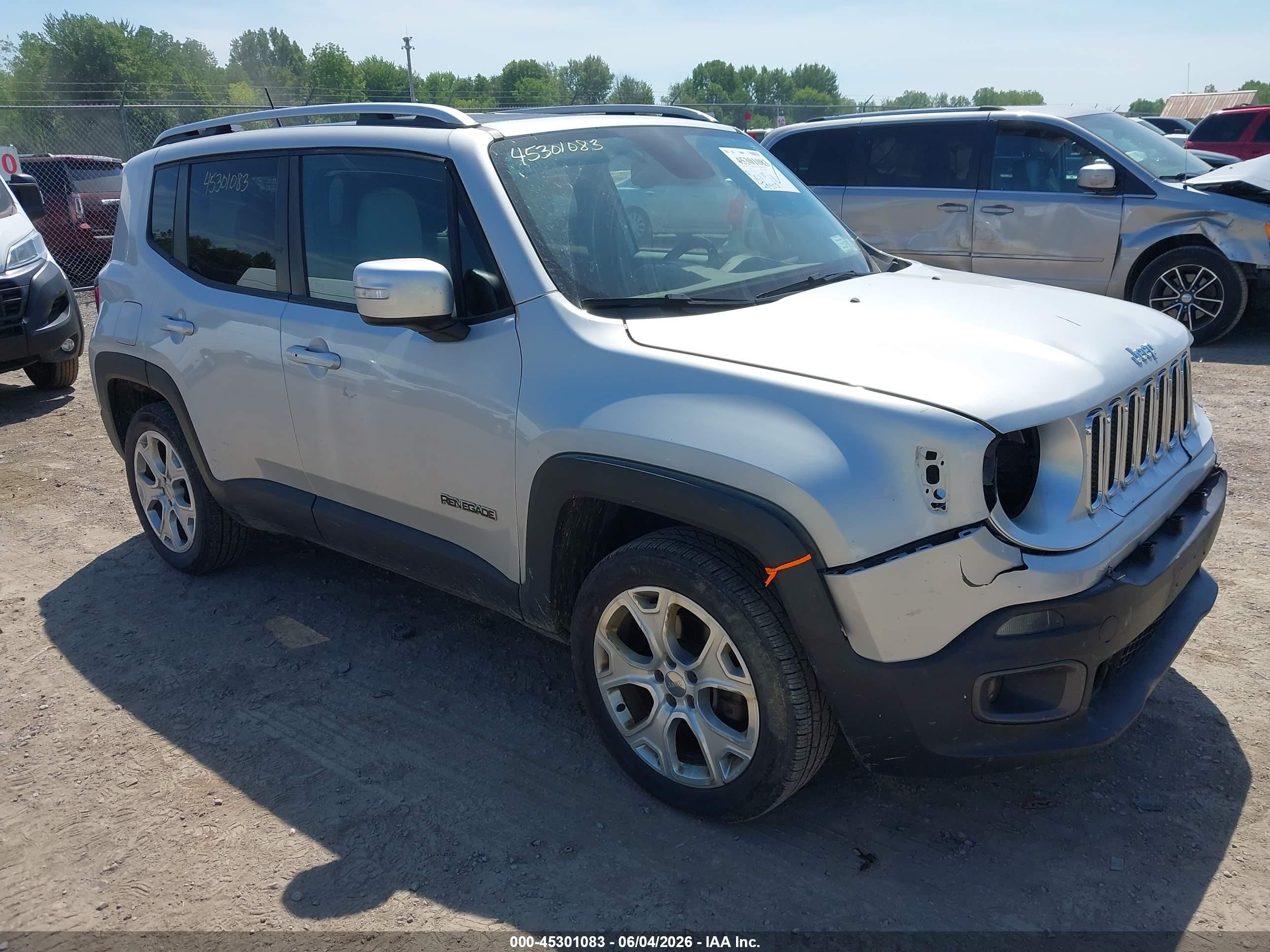 2015 Jeep Renegade Limited Silver vin: ZACCJBDT8FPC05482