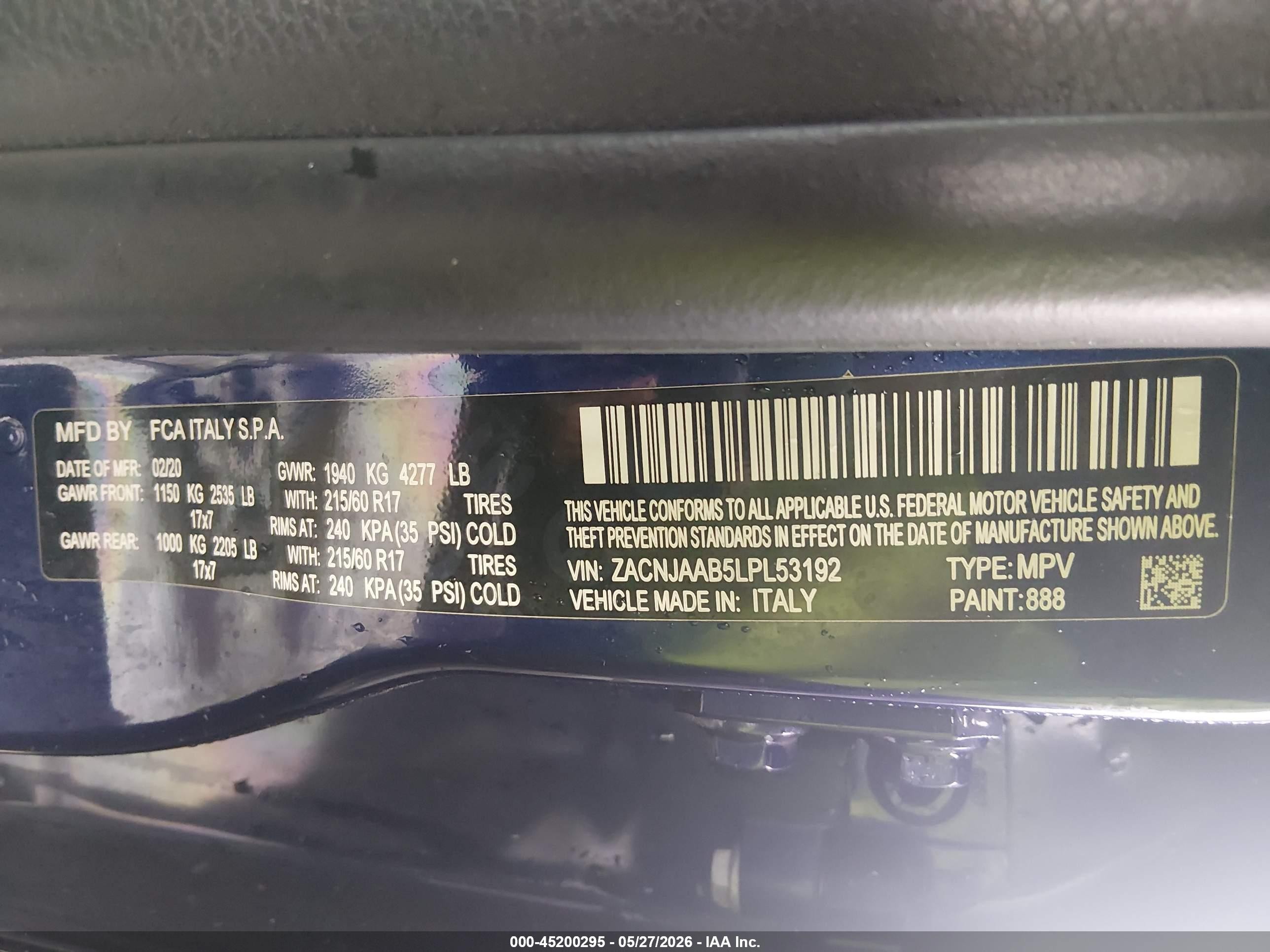 2020 Jeep Renegade Sport Fwd Blue vin: ZACNJAAB5LPL53192