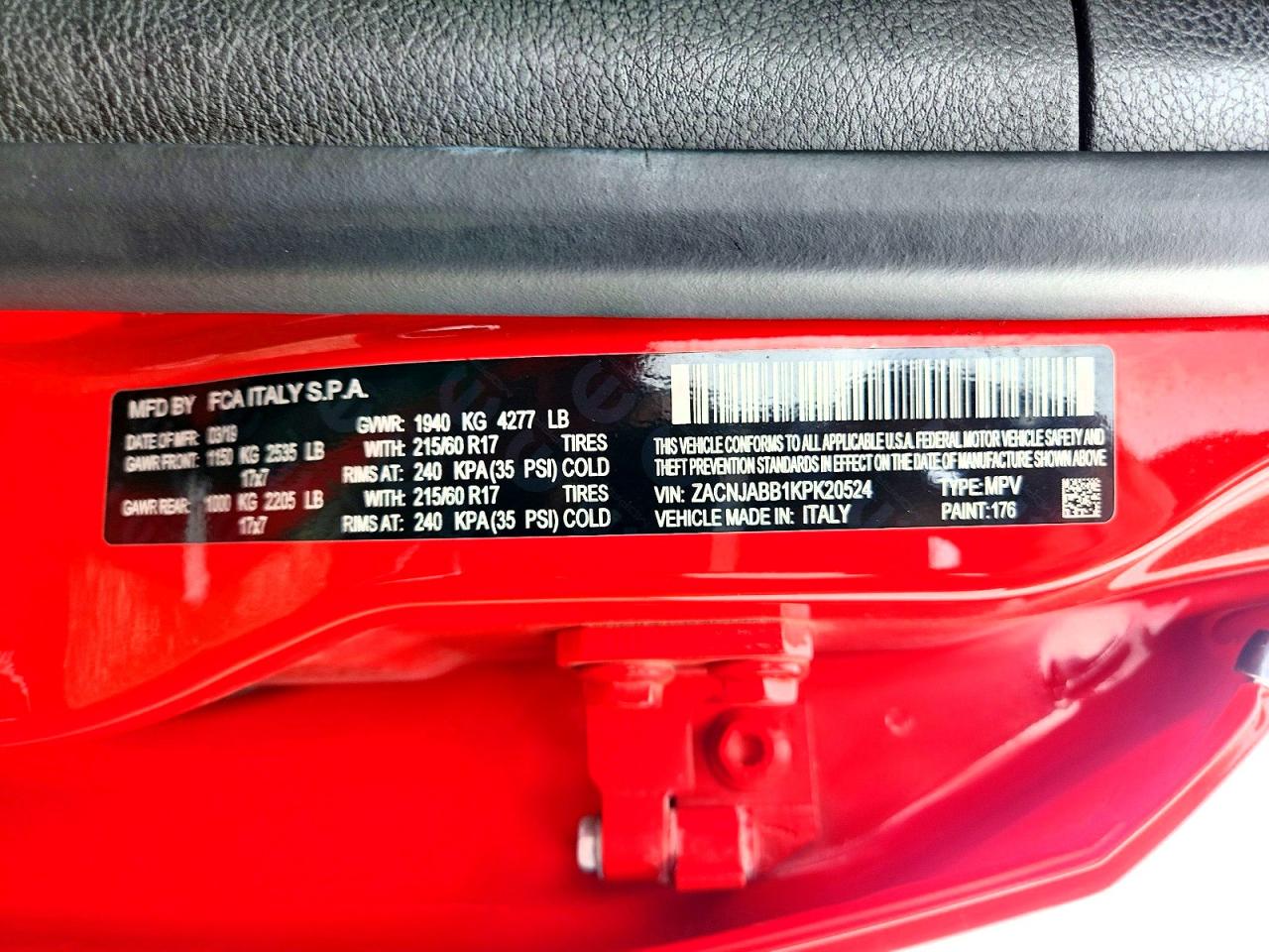 2019 Jeep Renegade Latitude Red vin: ZACNJABB1KPK20524