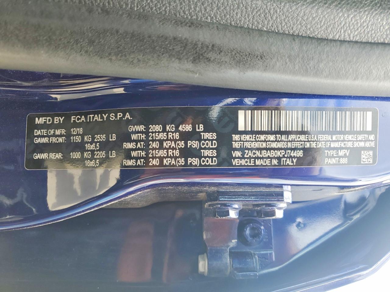 2019 Jeep Renegade Sport Blue vin: ZACNJBAB0KPJ74496