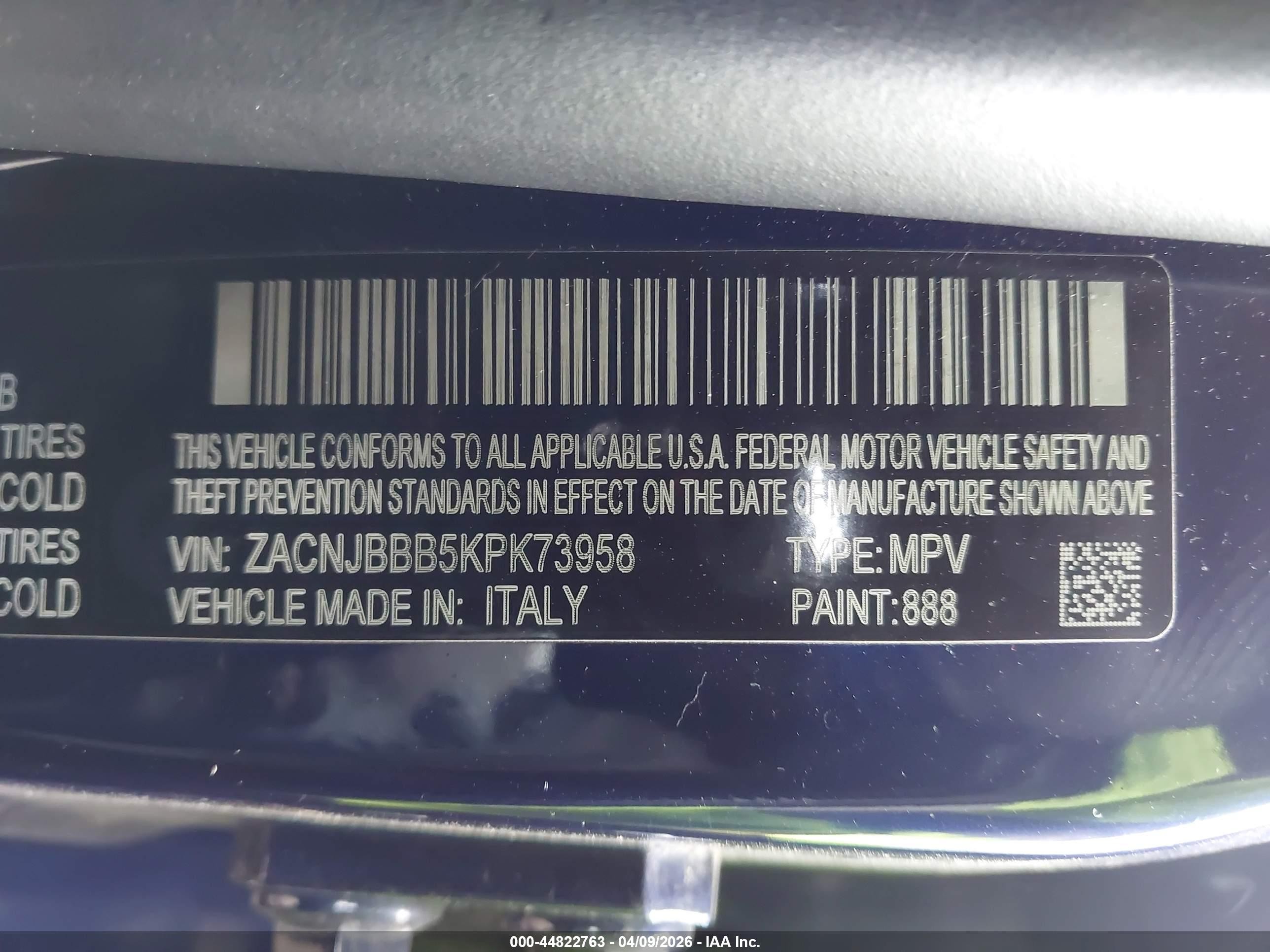 2019 Jeep Renegade Latitude 4x4 Blue vin: ZACNJBBB5KPK73958