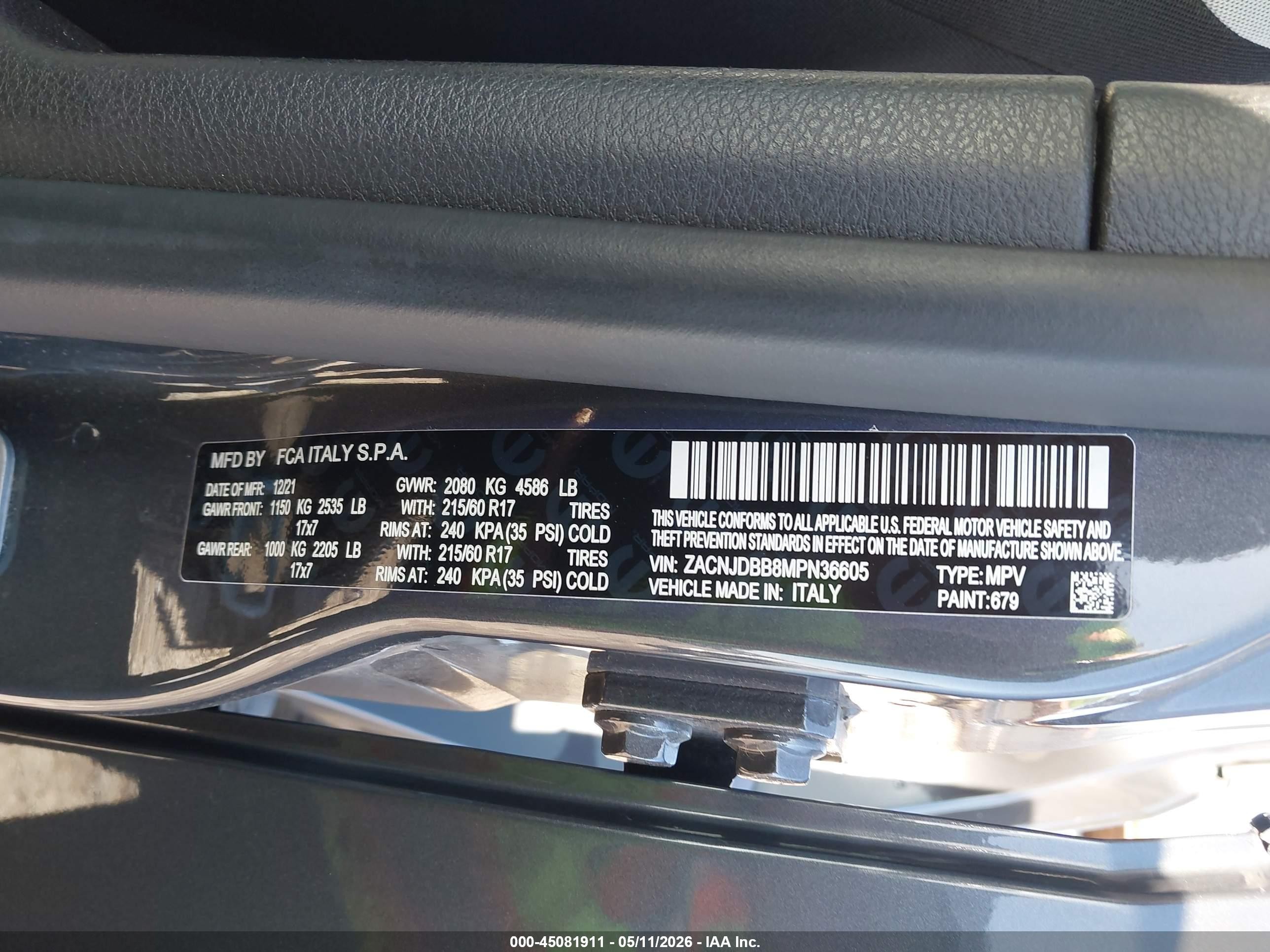 2021 Jeep Renegade Latitude 4x4 Серый vin: ZACNJDBB8MPN36605