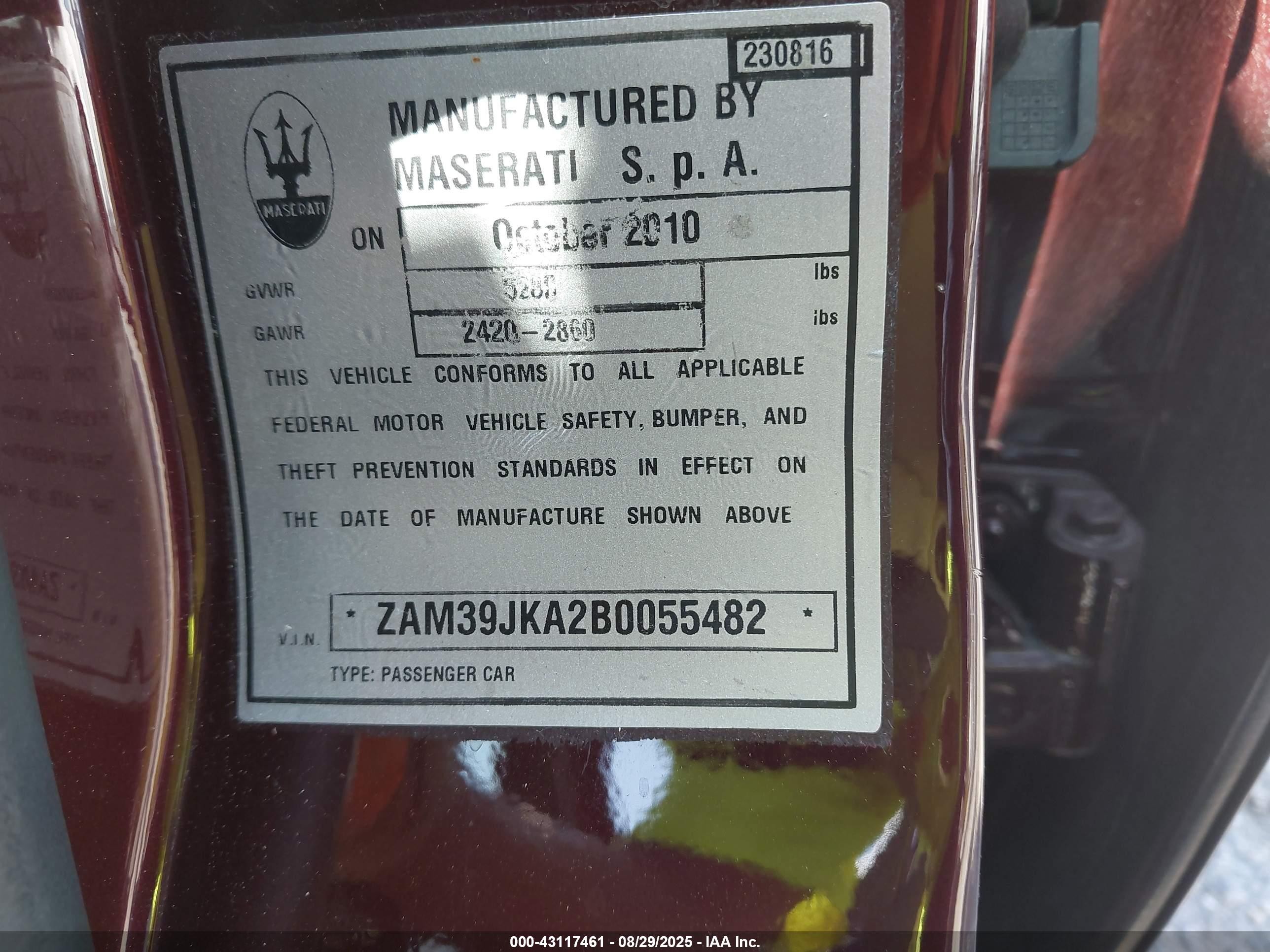 2011 Maserati Quattroporte S Burgundy vin: ZAM39JKA2B0055482