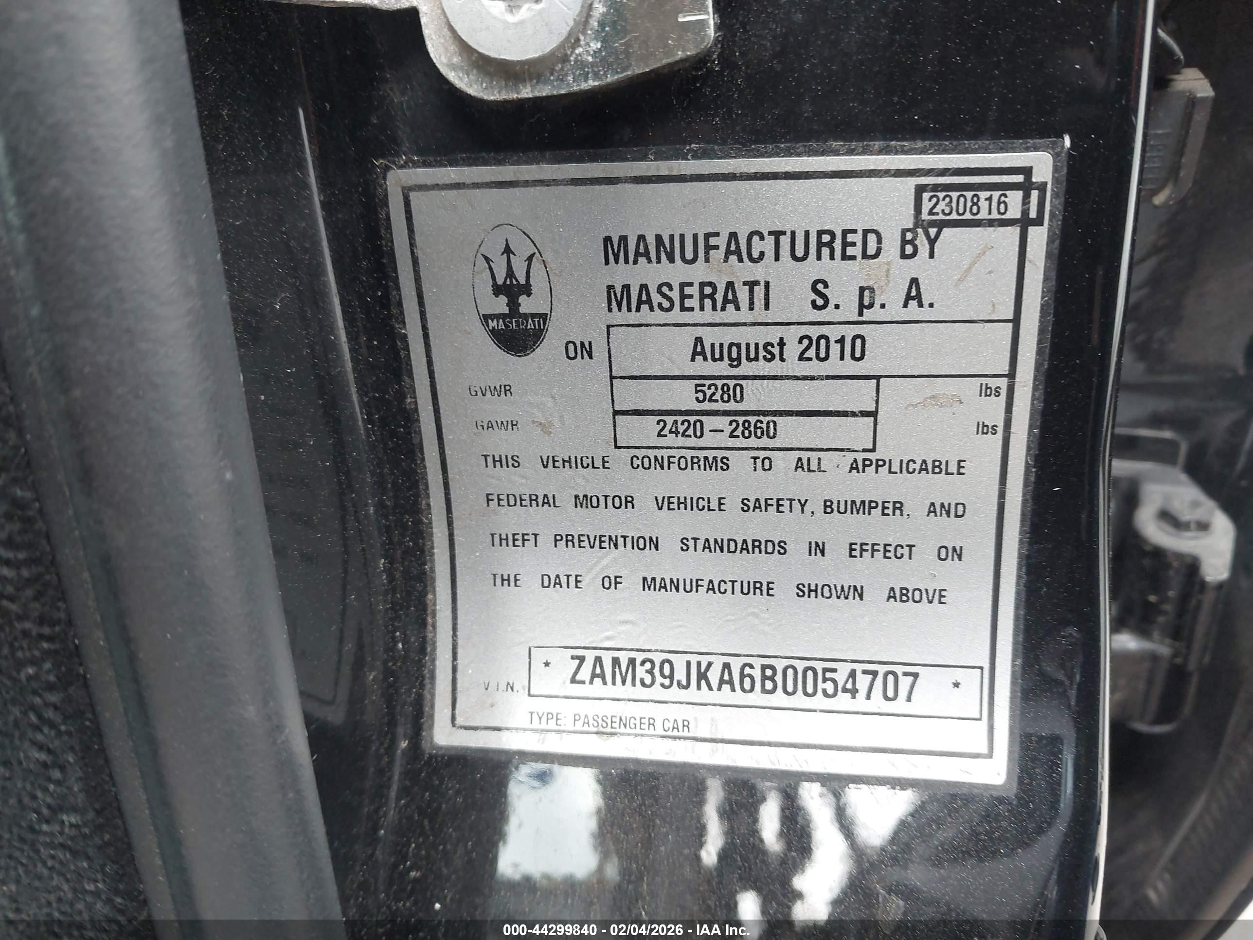 2011 Maserati Quattroporte S Черный vin: ZAM39JKA6B0054707