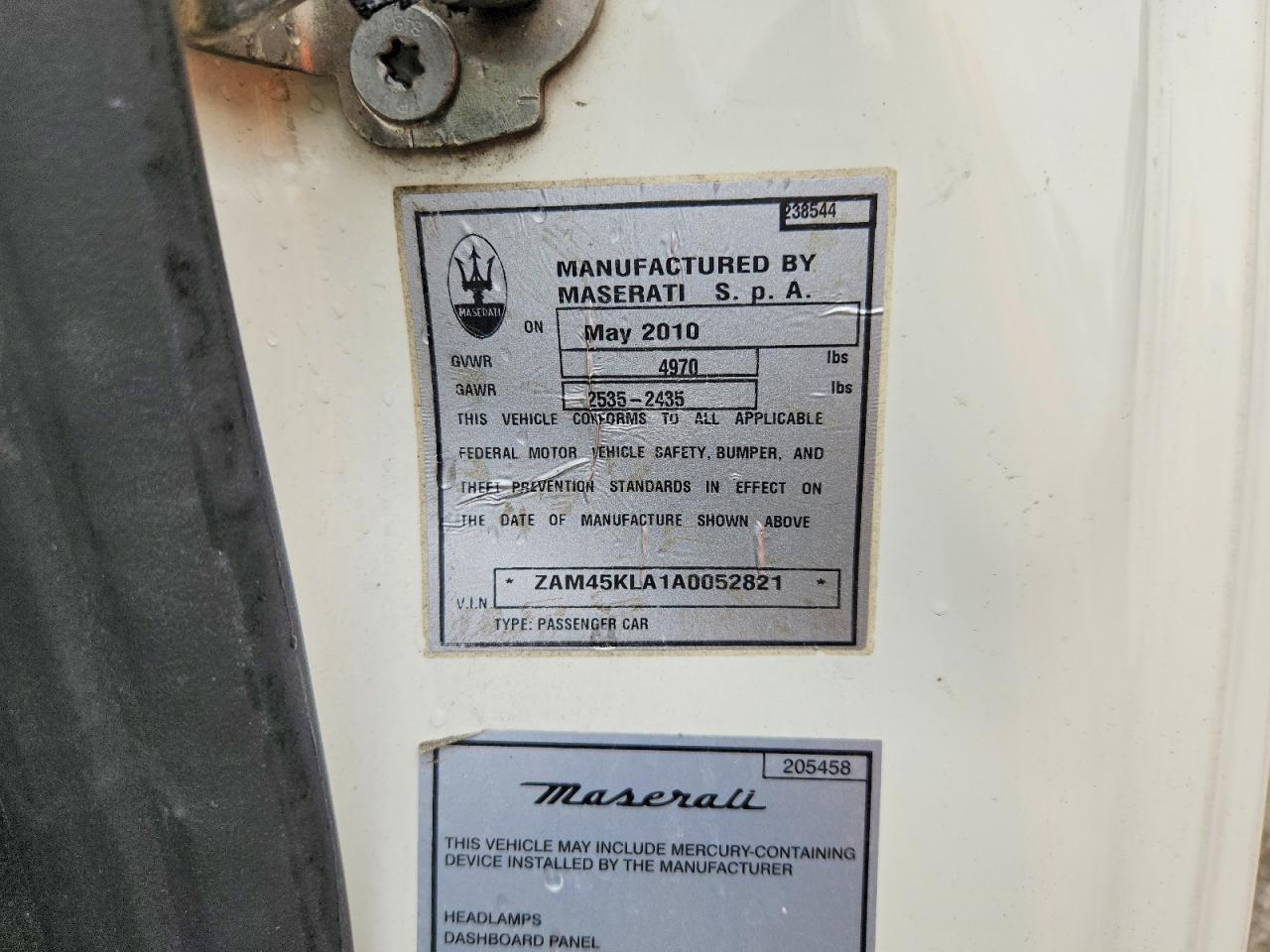 2010 Maserati Granturismo S White vin: ZAM45KLA1A0052821