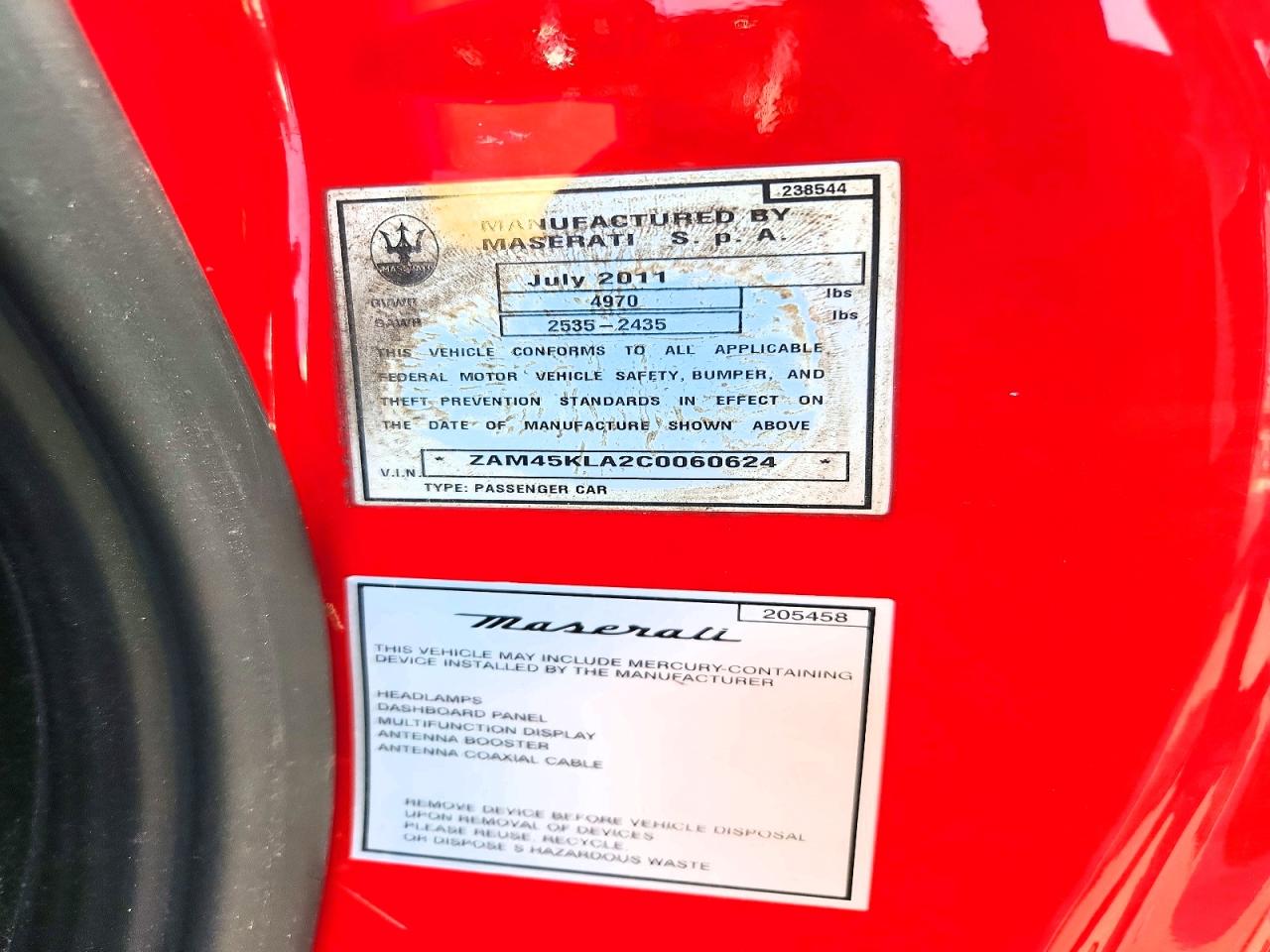 2012 Maserati Granturismo S Red vin: ZAM45KLA2C0060624