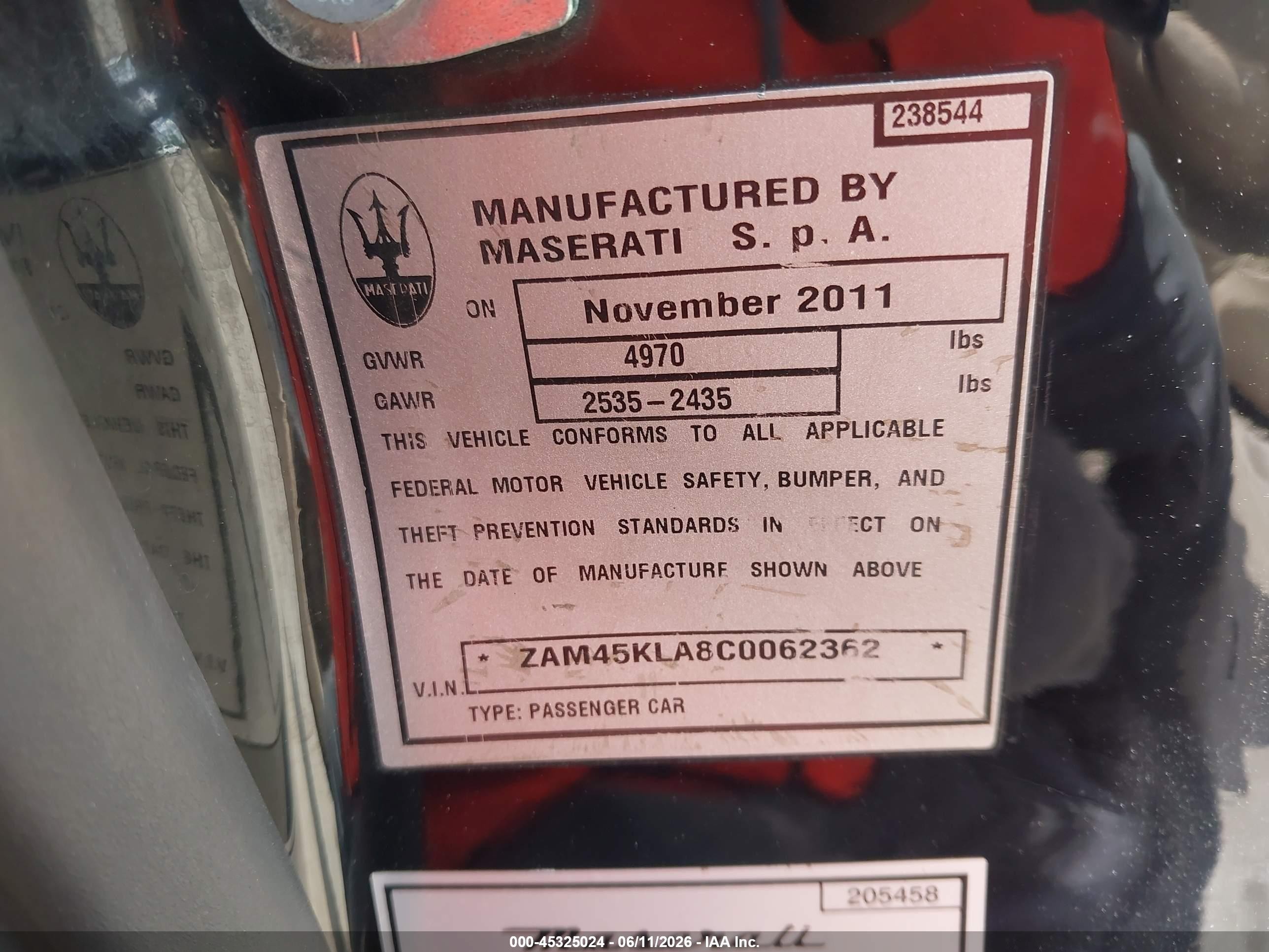 2012 Maserati Granturismo S Automatic Black vin: ZAM45KLA8C0062362