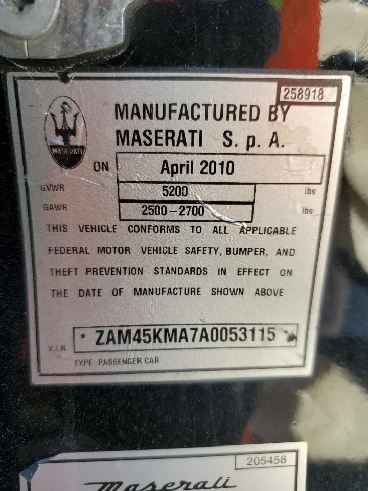 2010 Maserati Granturismo Black vin: ZAM45KMA7A0053115
