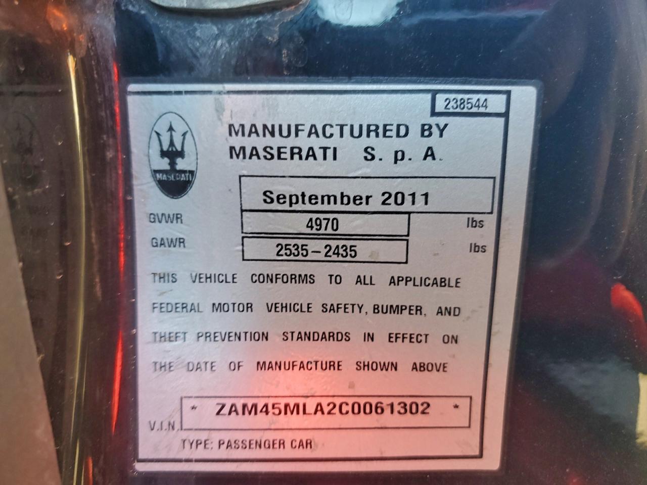 2012 Maserati Granturismo S Black vin: ZAM45MLA2C0061302