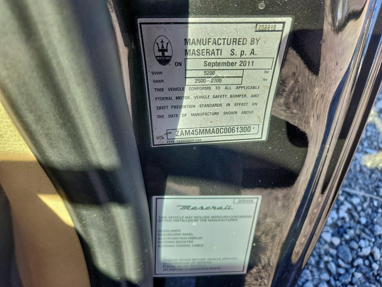 2012 Maserati Granturismo S Black vin: ZAM45MMA0C0061300