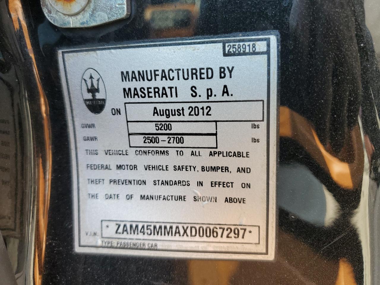 2013 Maserati Granturismo S Black vin: ZAM45MMAXD0067297