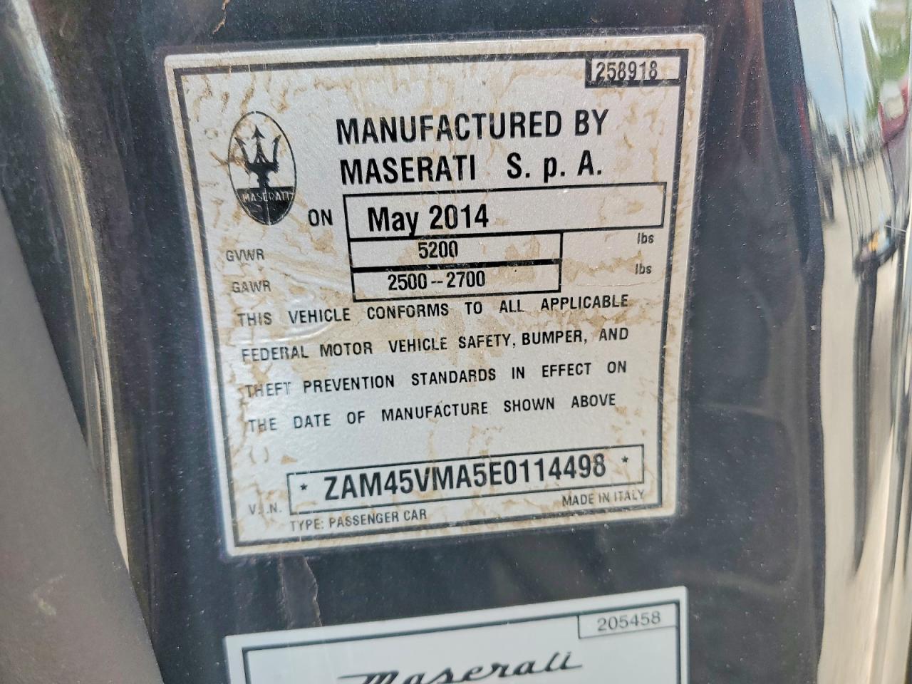 2014 Maserati Granturismo S Black vin: ZAM45VMA5E0114498