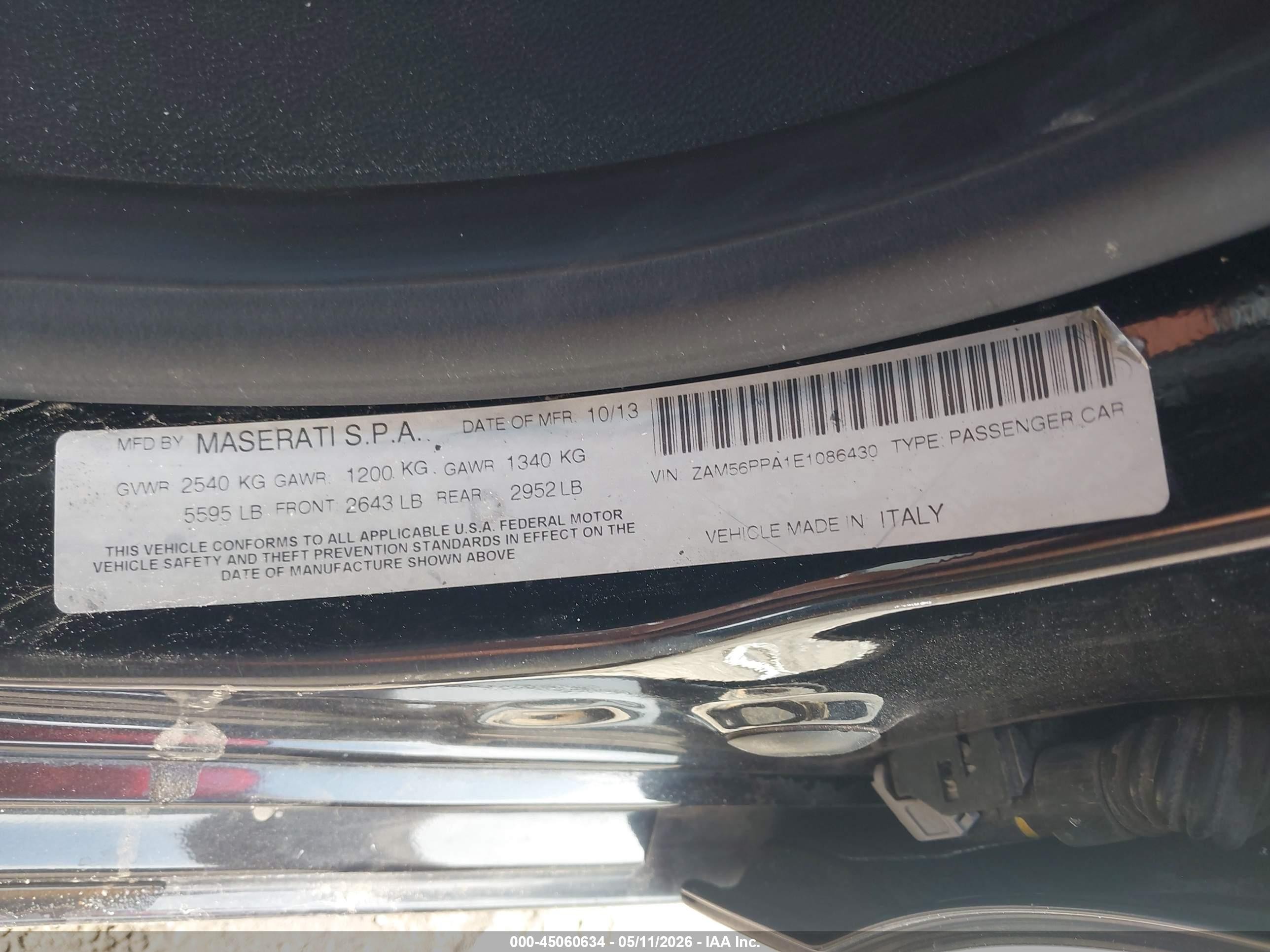 2014 Maserati Quattroporte Gts Black vin: ZAM56PPA1E1086430