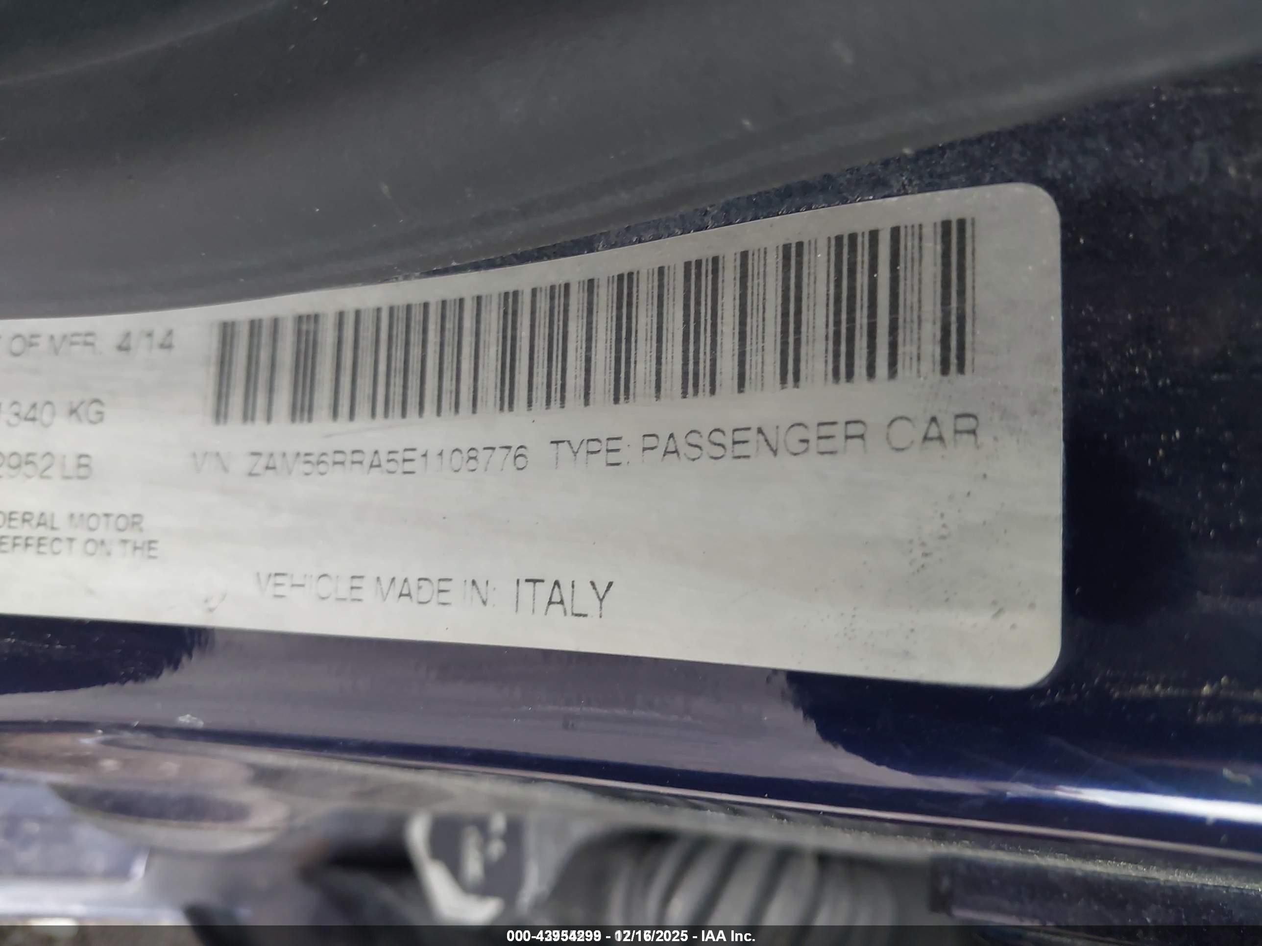 2014 Maserati Quattroporte S Q4 Синий vin: ZAM56RRA5E1108776