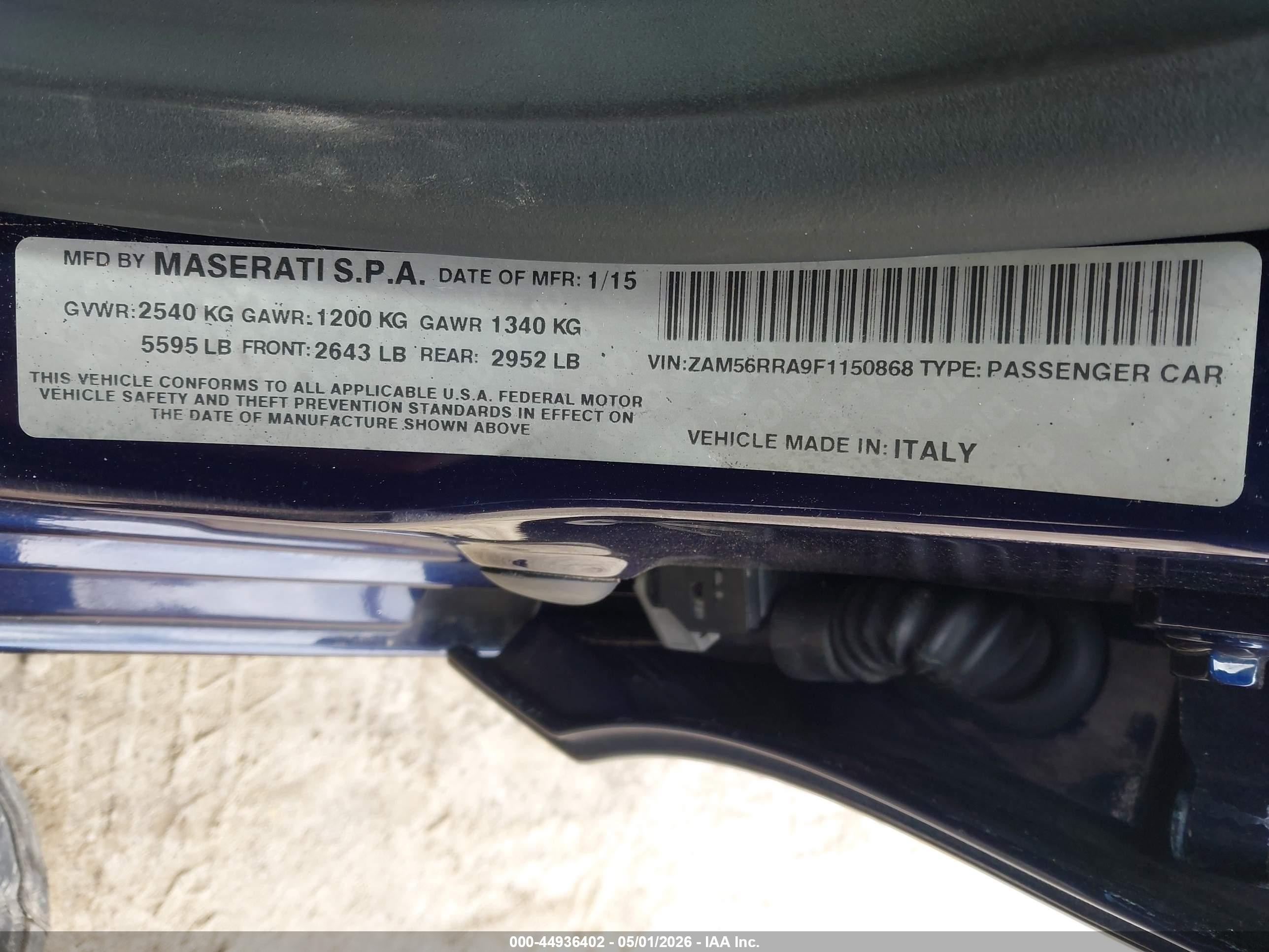 2015 Maserati Quattroporte S Q4 Blue vin: ZAM56RRA9F1150868