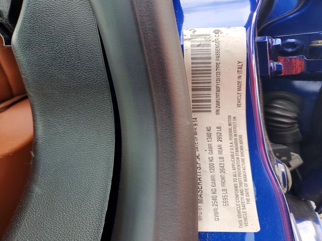 2015 Maserati Ghibli S Blue vin: ZAM57RTA0F1135133