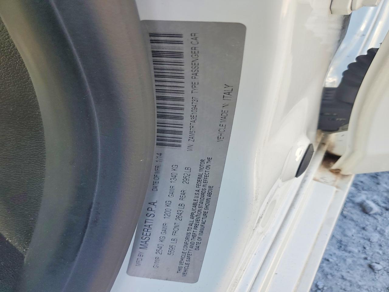 2014 Maserati Ghibli S White vin: ZAM57RTA3E1094737