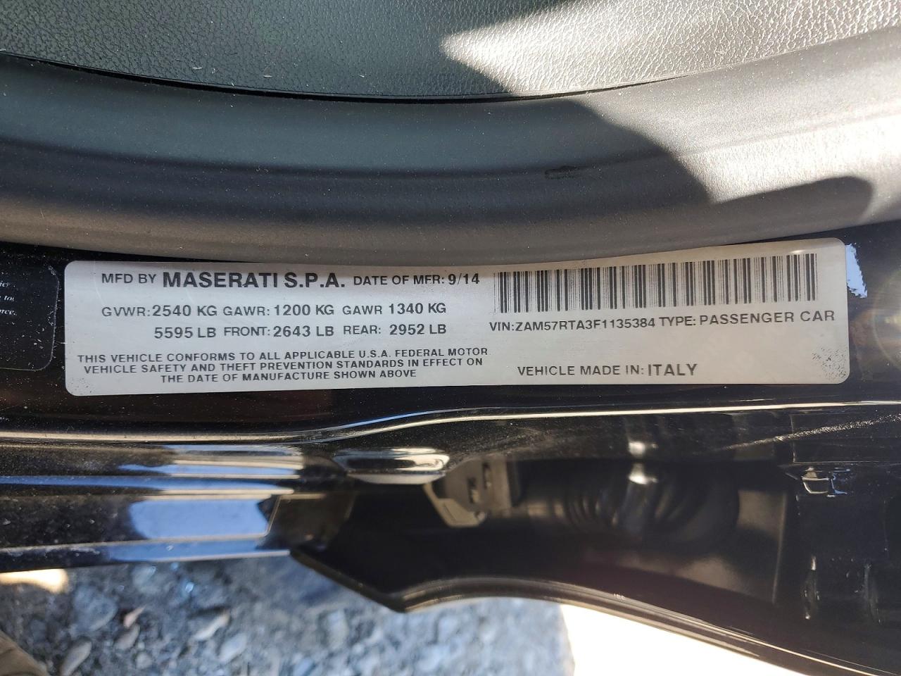 2015 Maserati Ghibli S Black vin: ZAM57RTA3F1135384