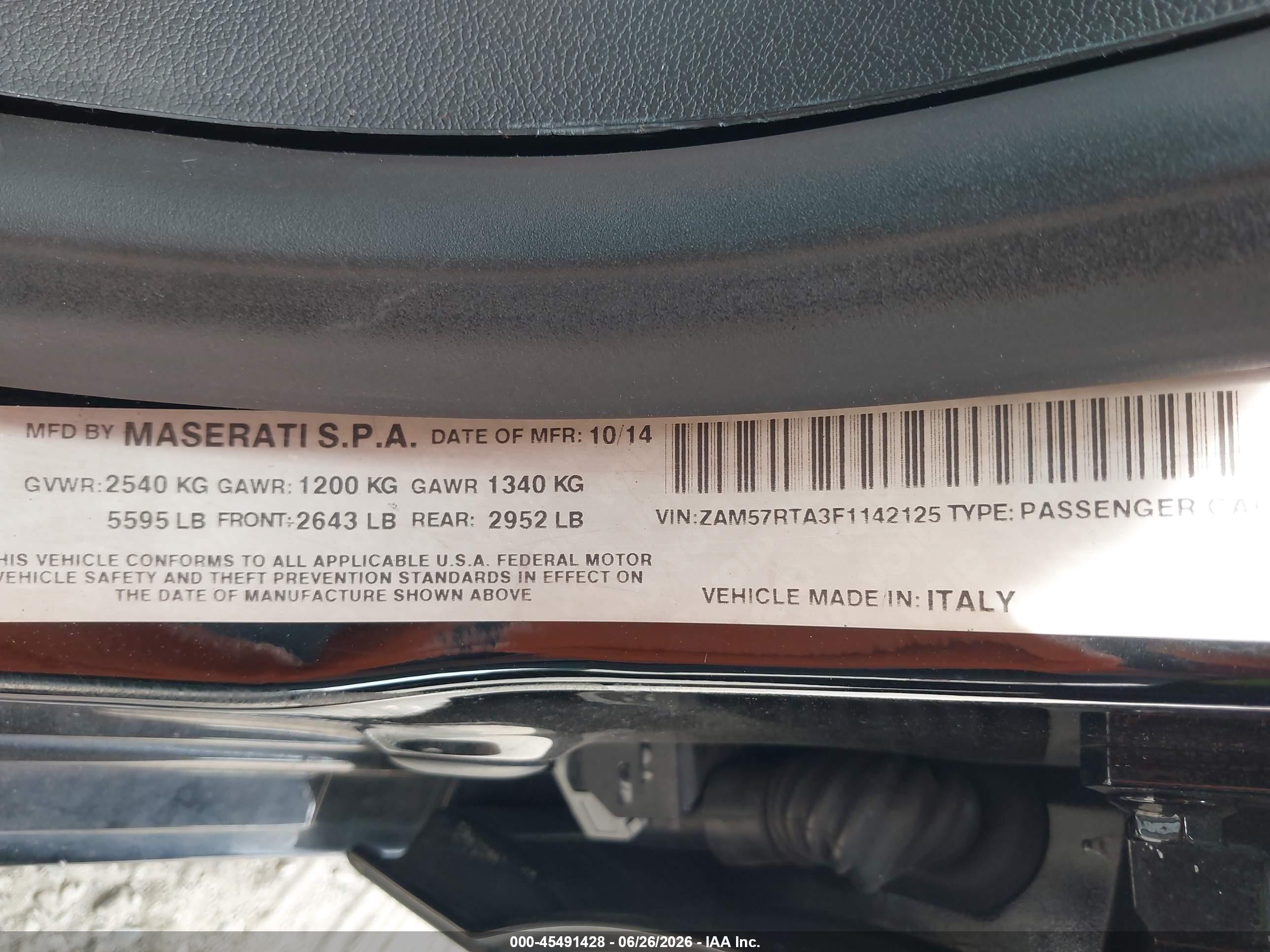 2015 Maserati Ghibli S Q4 Black vin: ZAM57RTA3F1142125