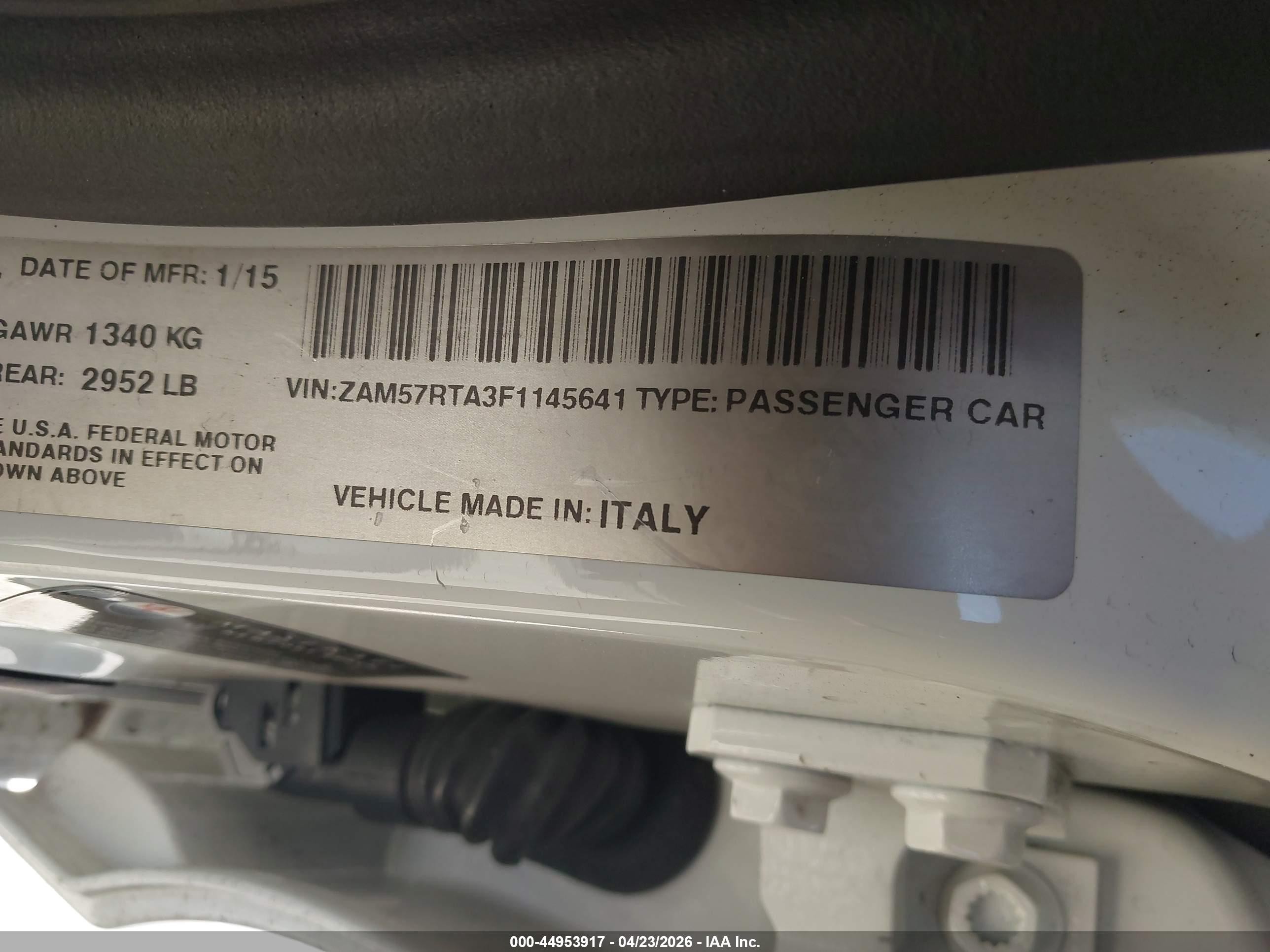 2015 Maserati Ghibli S Q4 White vin: ZAM57RTA3F1145641